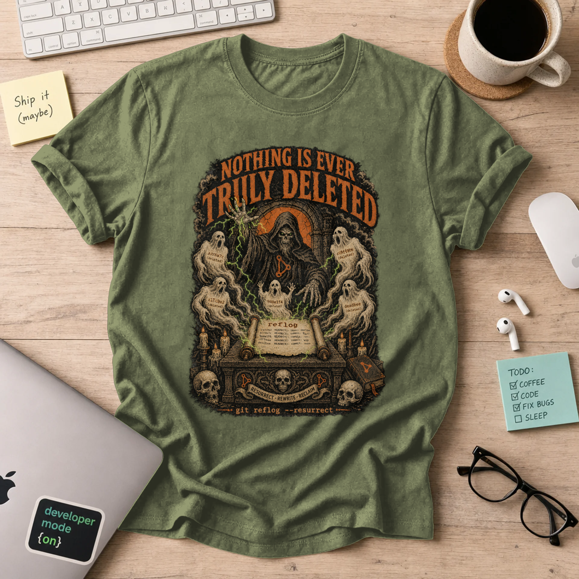Nothing Is Ever Truly Deleted Shirt — Military Green