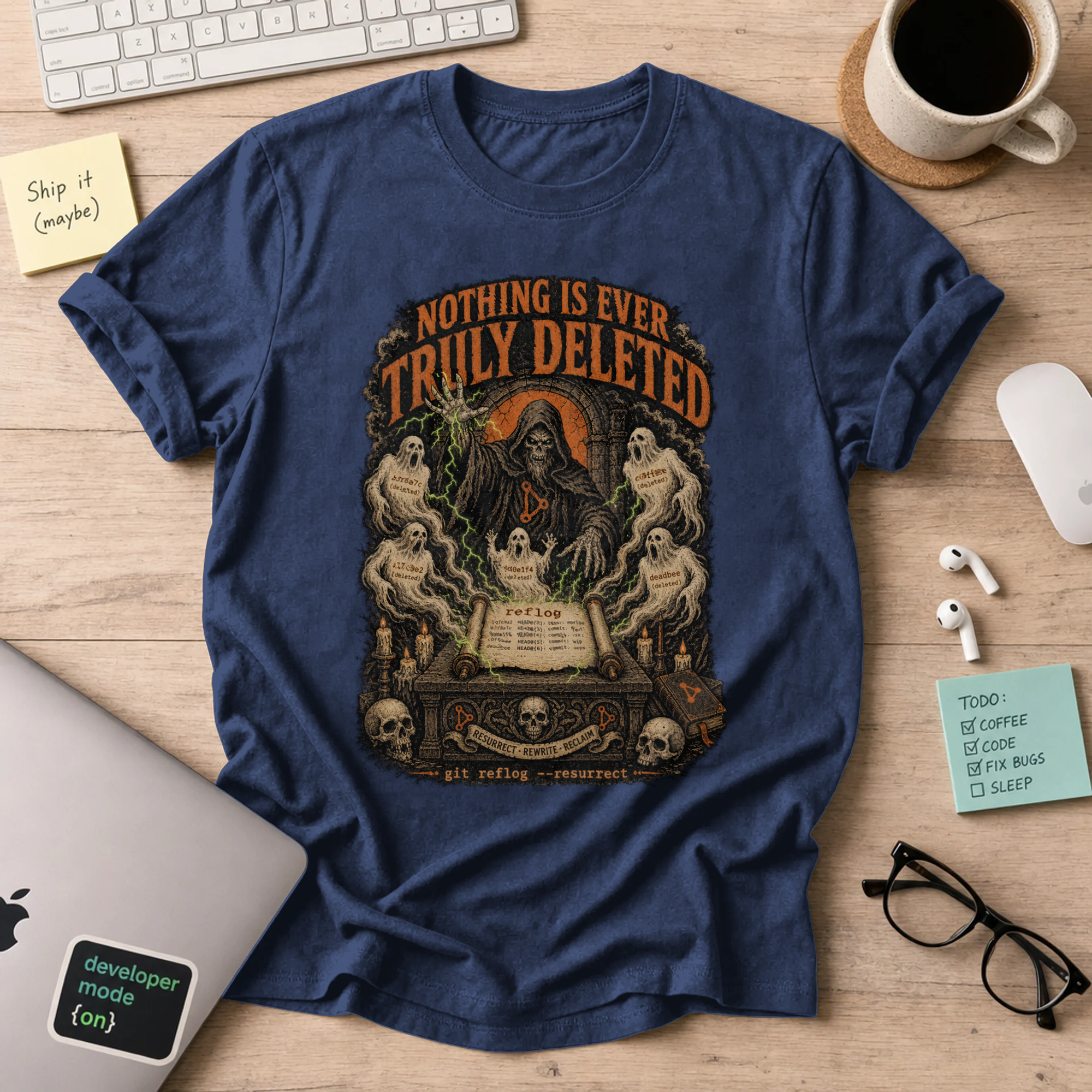 Nothing Is Ever Truly Deleted Shirt — Navy