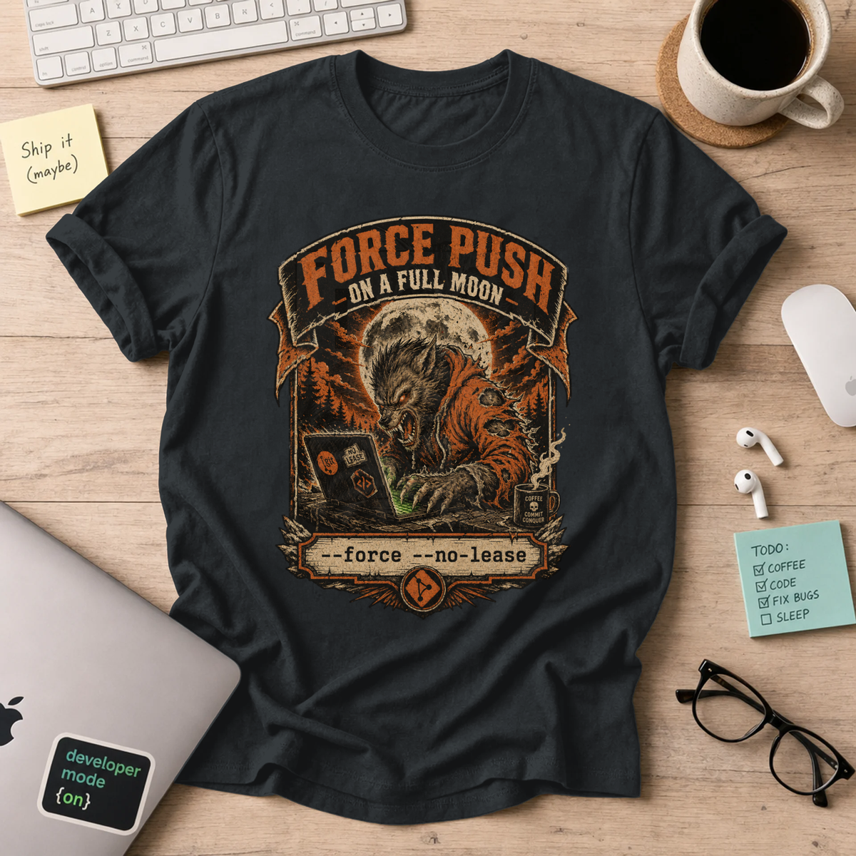 Force Push on a Full Moon Shirt — Black