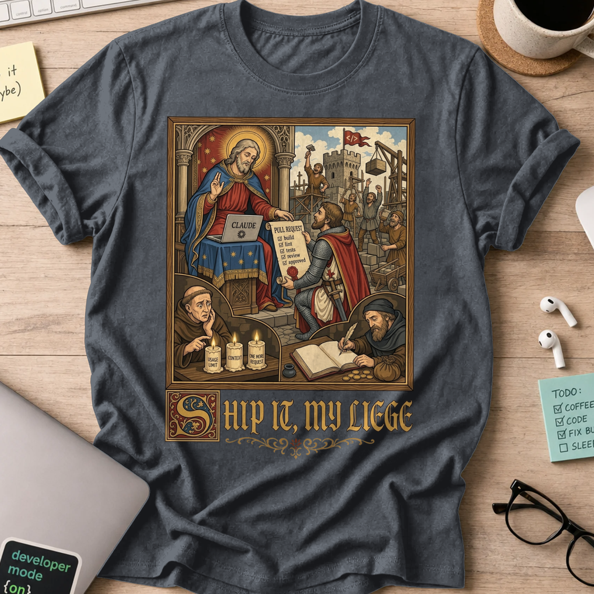 Ship It My Liege Shirt — Dark Heather
