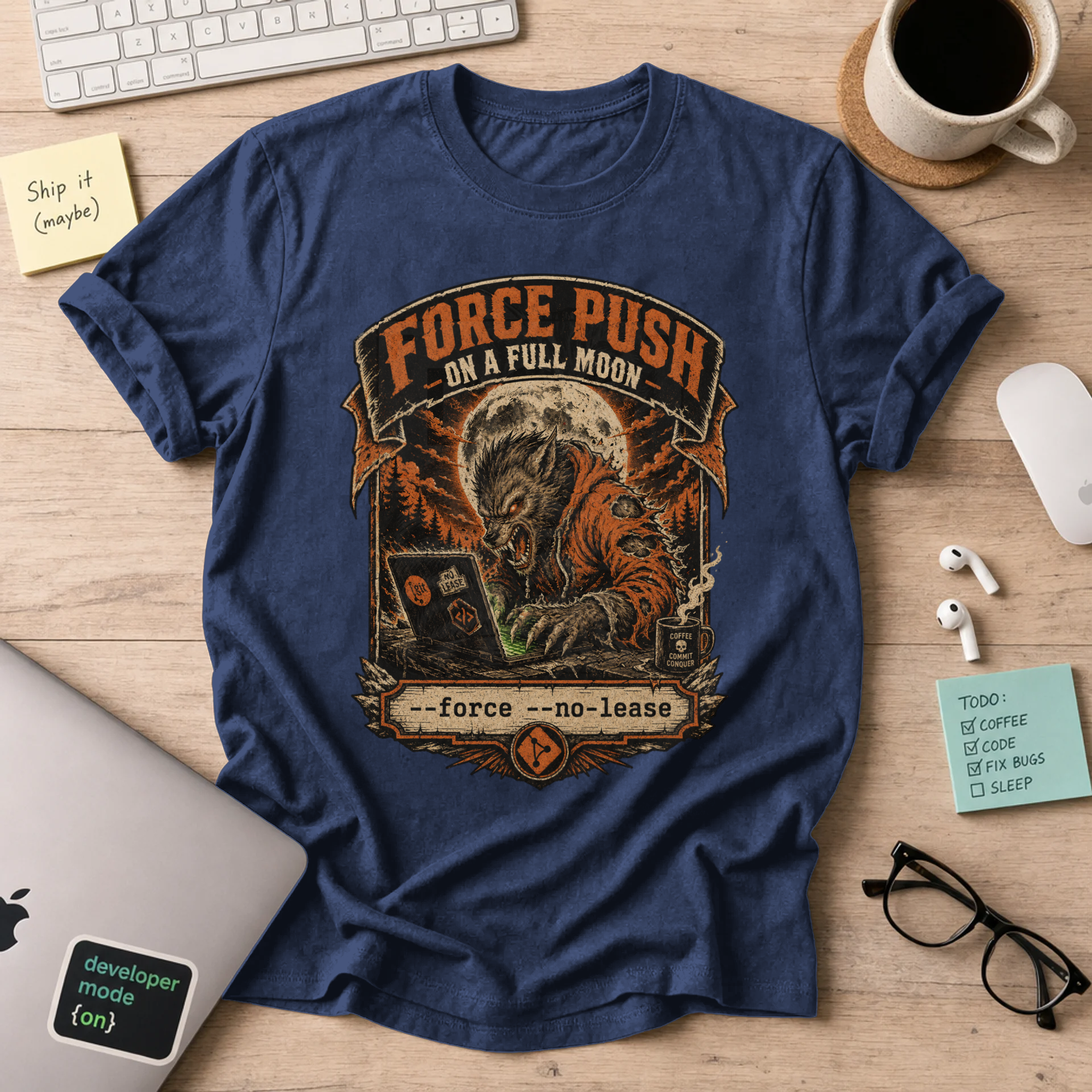 Force Push on a Full Moon Shirt — Navy