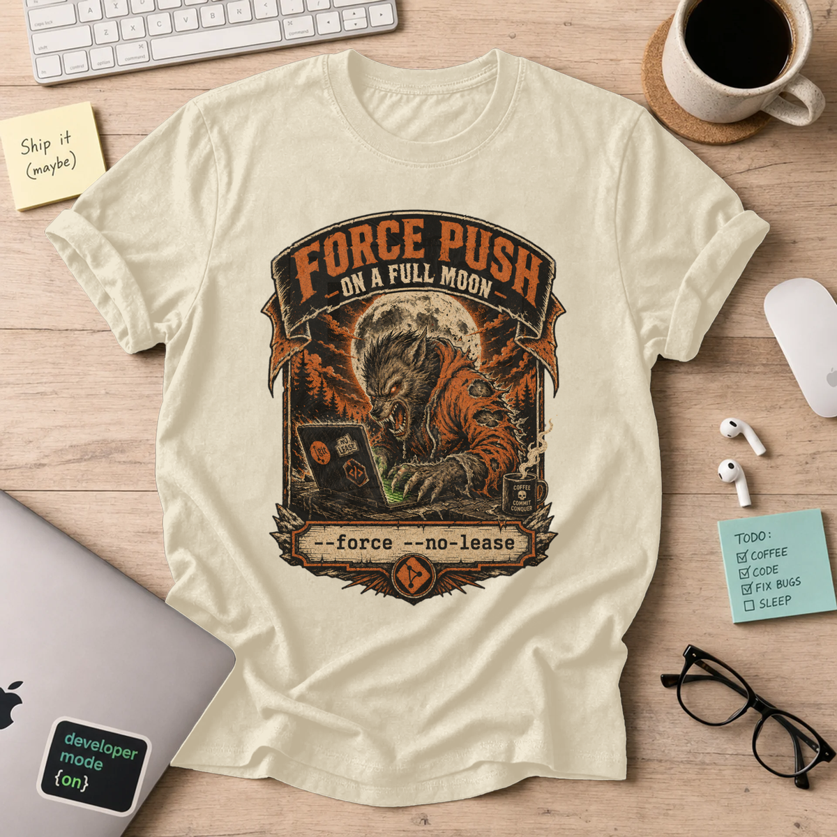Force Push on a Full Moon Shirt — Natural