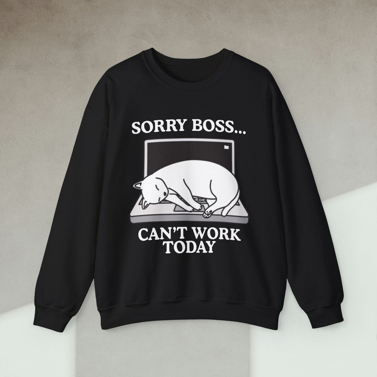 Code Culture sorry boss cant work today cat sweatshirt funny programmer Sweatshirt in S — Code Culture developer clothing