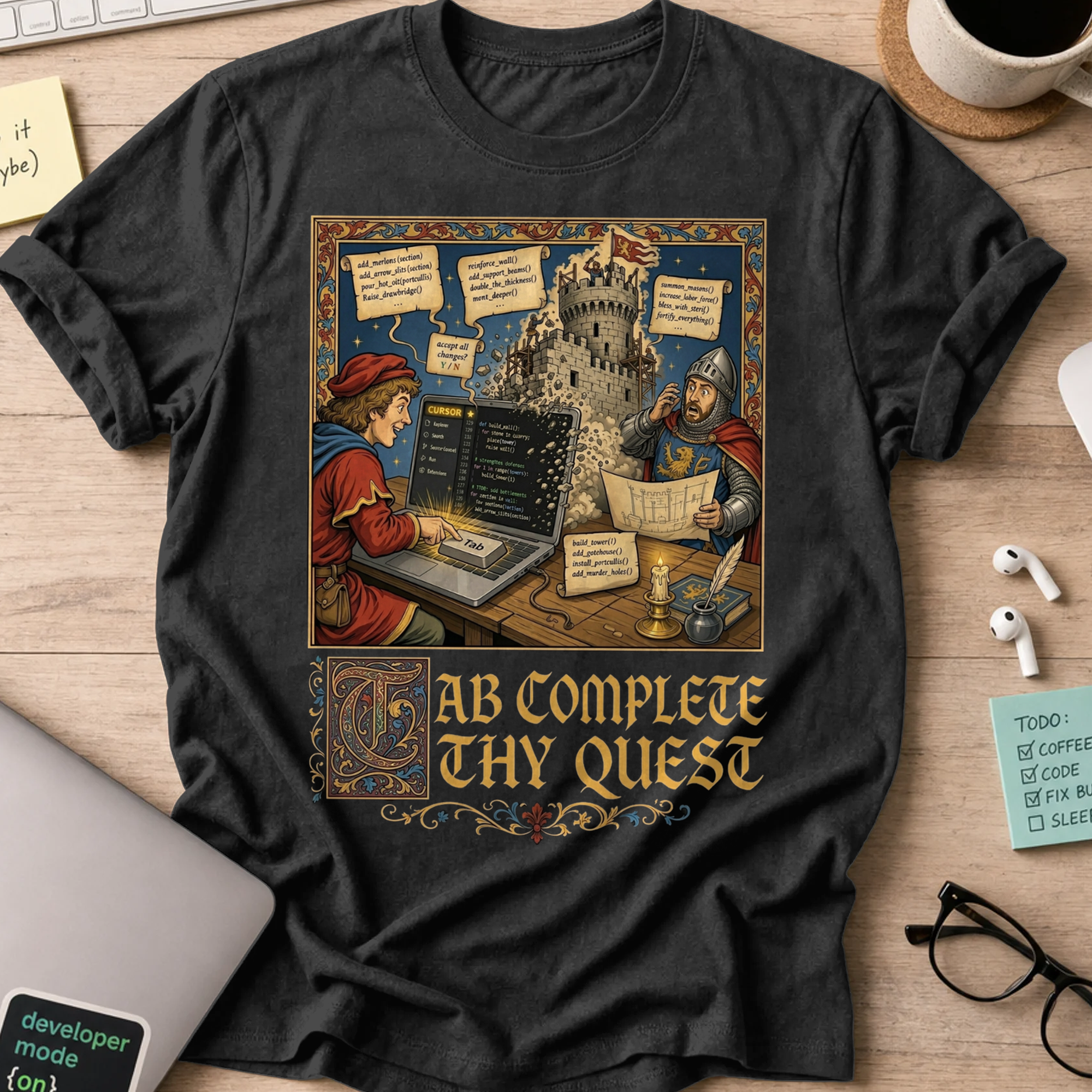 Tab Complete Thy Quest Shirt — Black