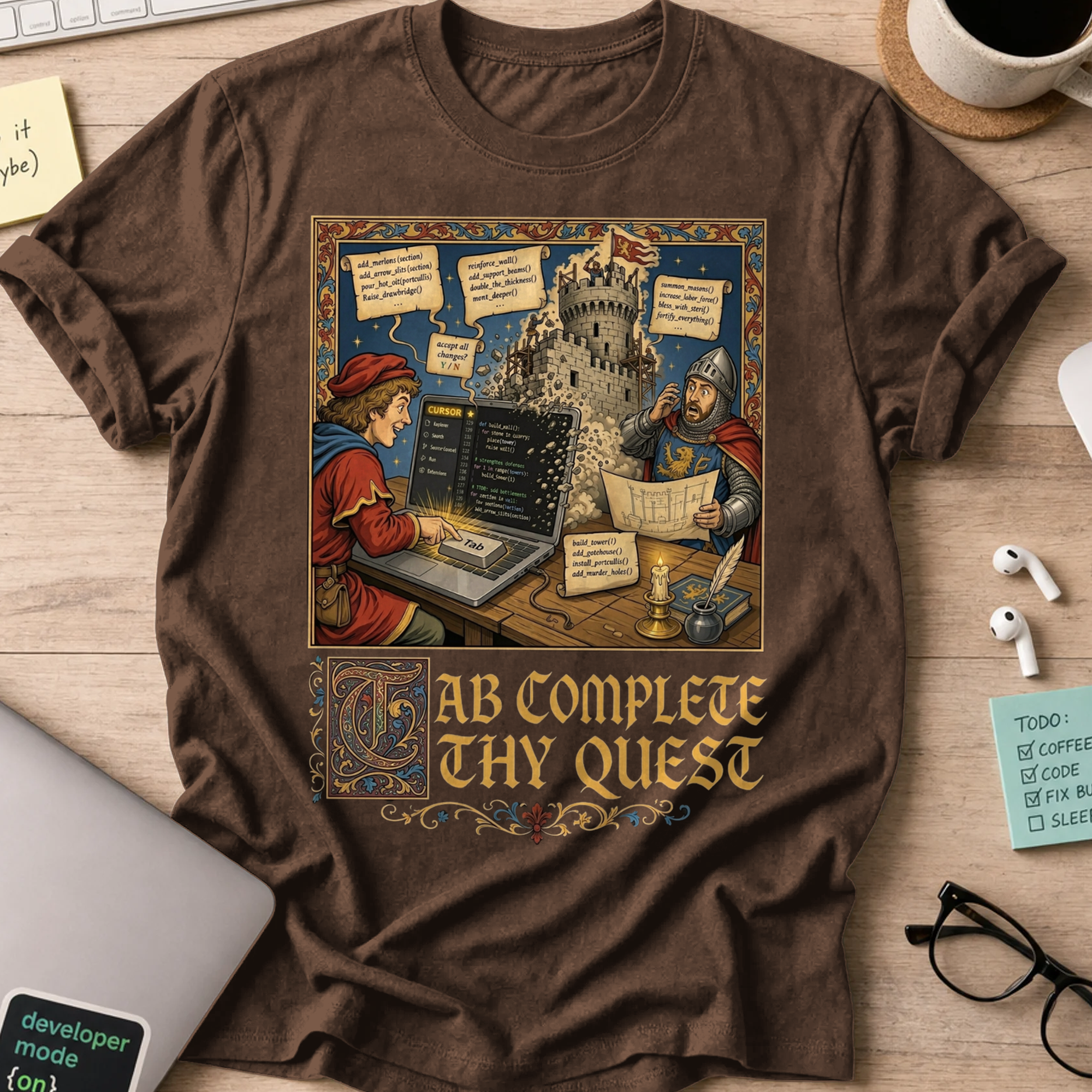 Tab Complete Thy Quest Shirt — Dark Chocolate