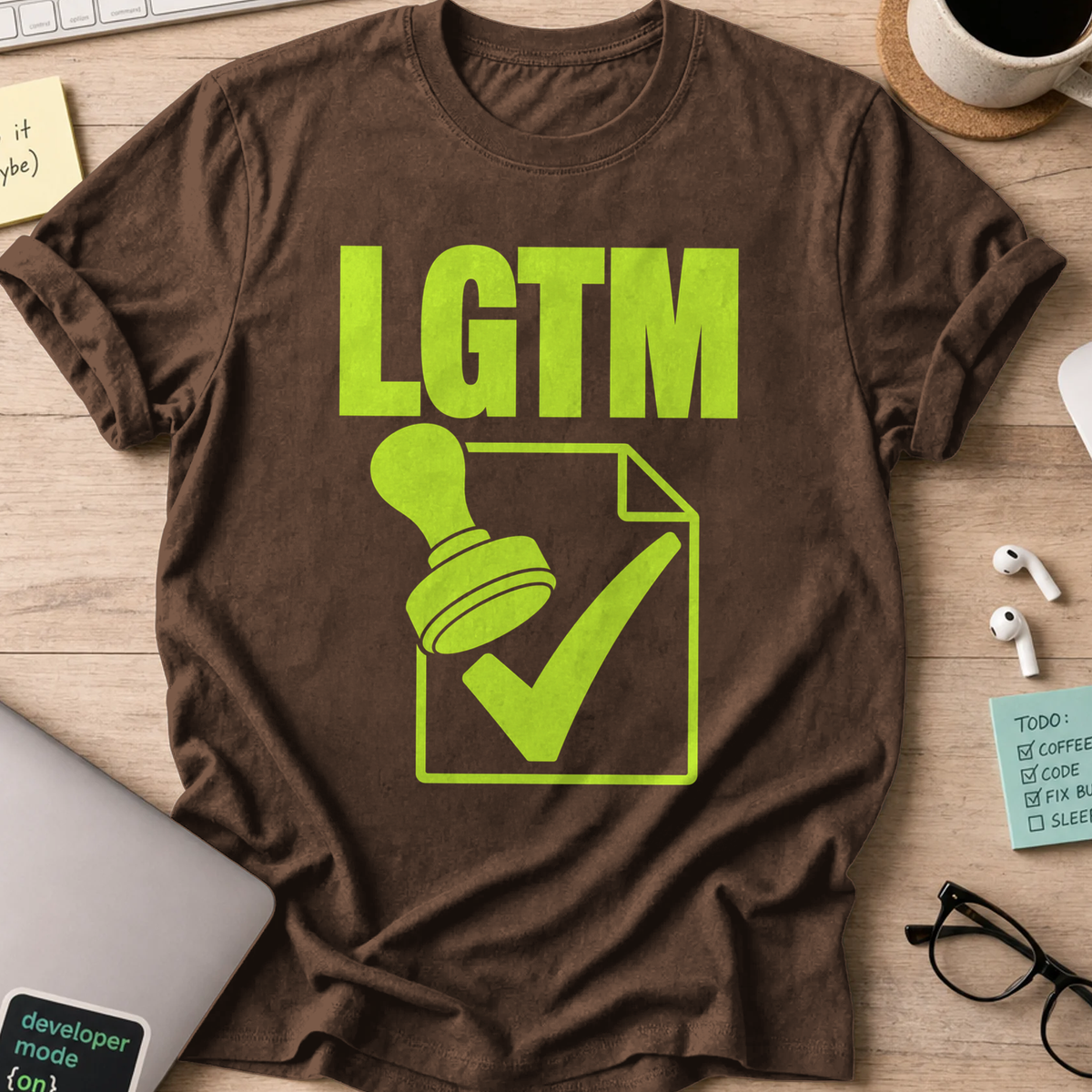 LGTM Approval Stamp Shirt — Dark Chocolate