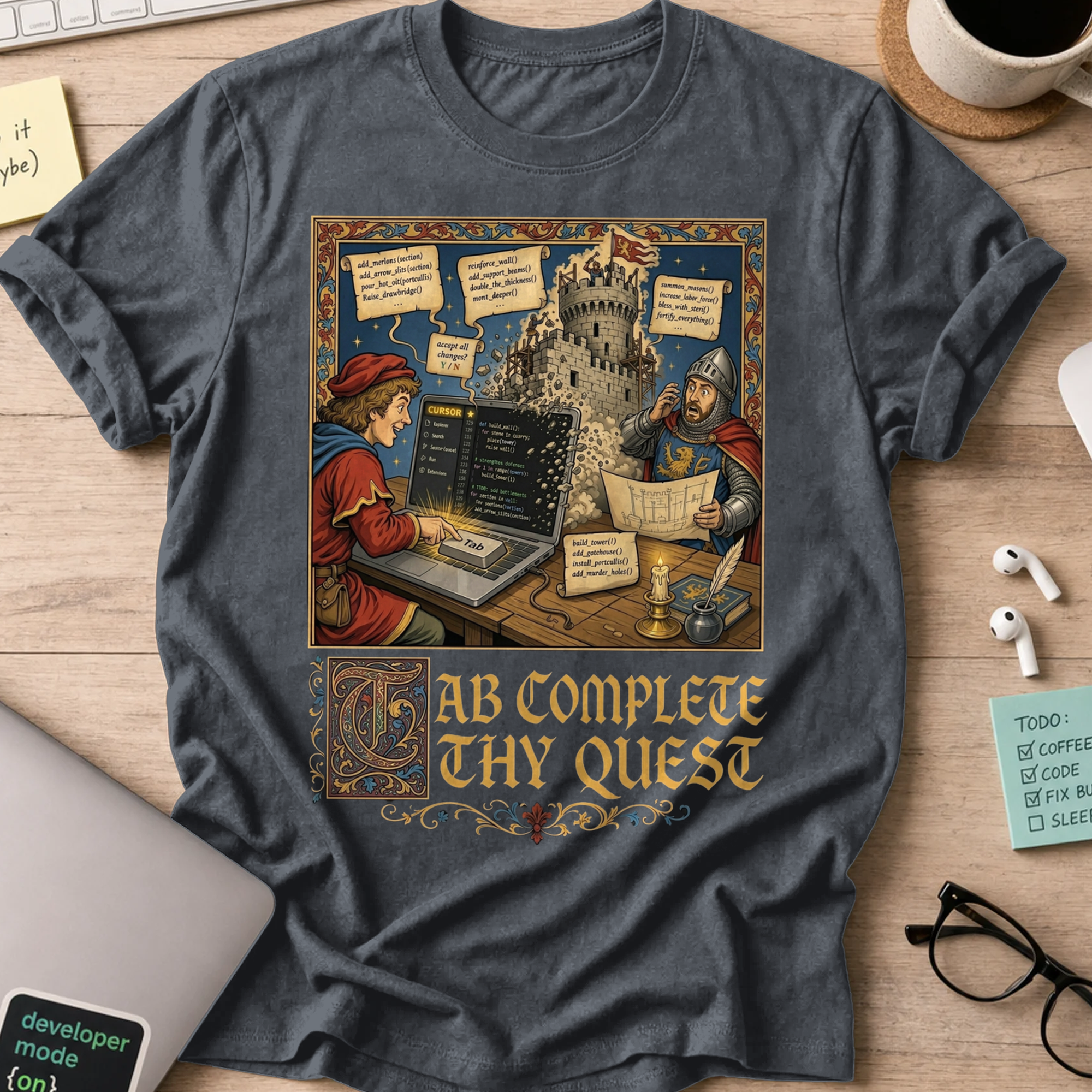 Tab Complete Thy Quest Shirt — Dark Heather