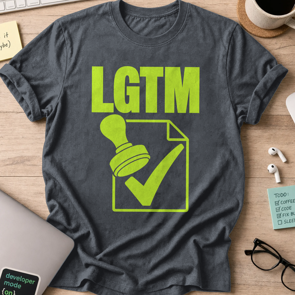 LGTM Approval Stamp Shirt — Dark Heather