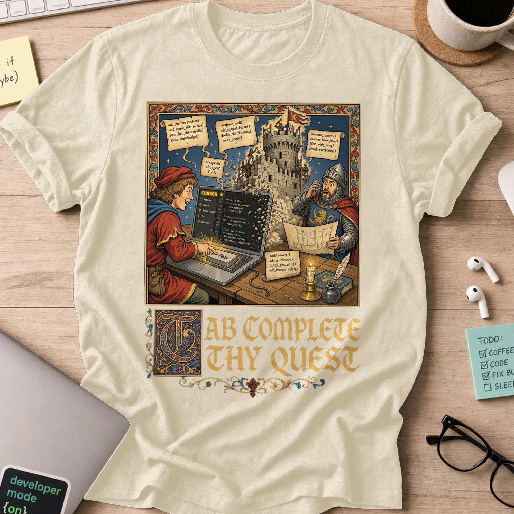 Tab Complete Thy Quest Shirt — Natural
