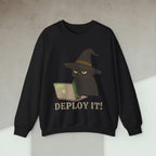 Code Culture deploy it cat sweatshirt funny programmer Sweatshirt in S — Code Culture developer clothing