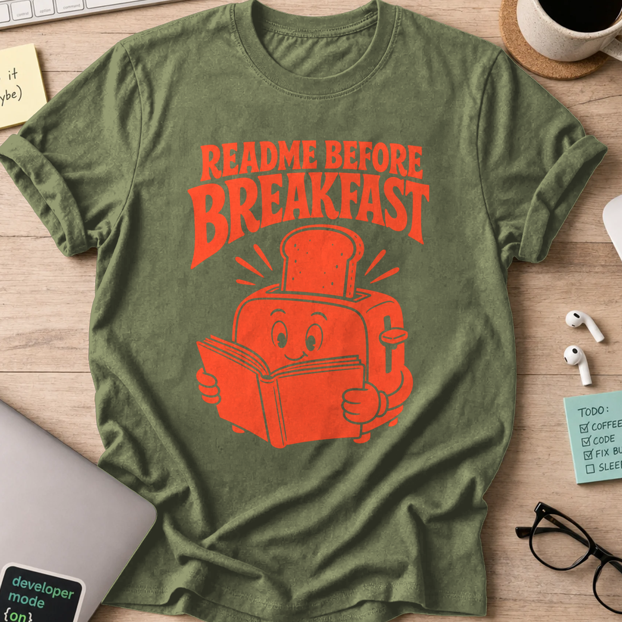 README Before Breakfast Shirt — Military Green