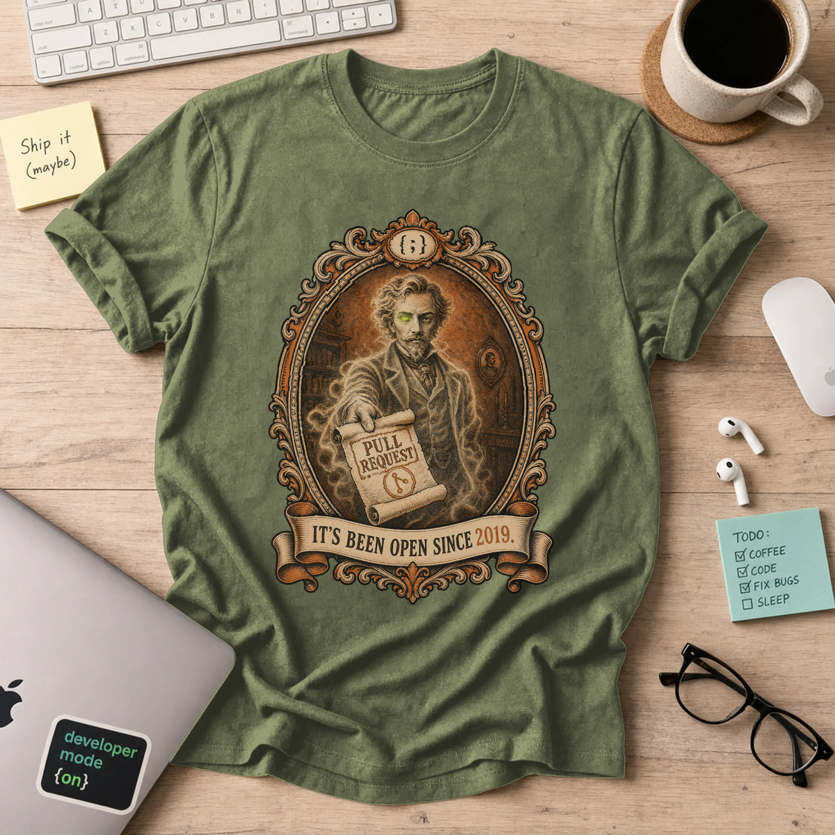 Pull Request Open Since 2019 Shirt — Military Green