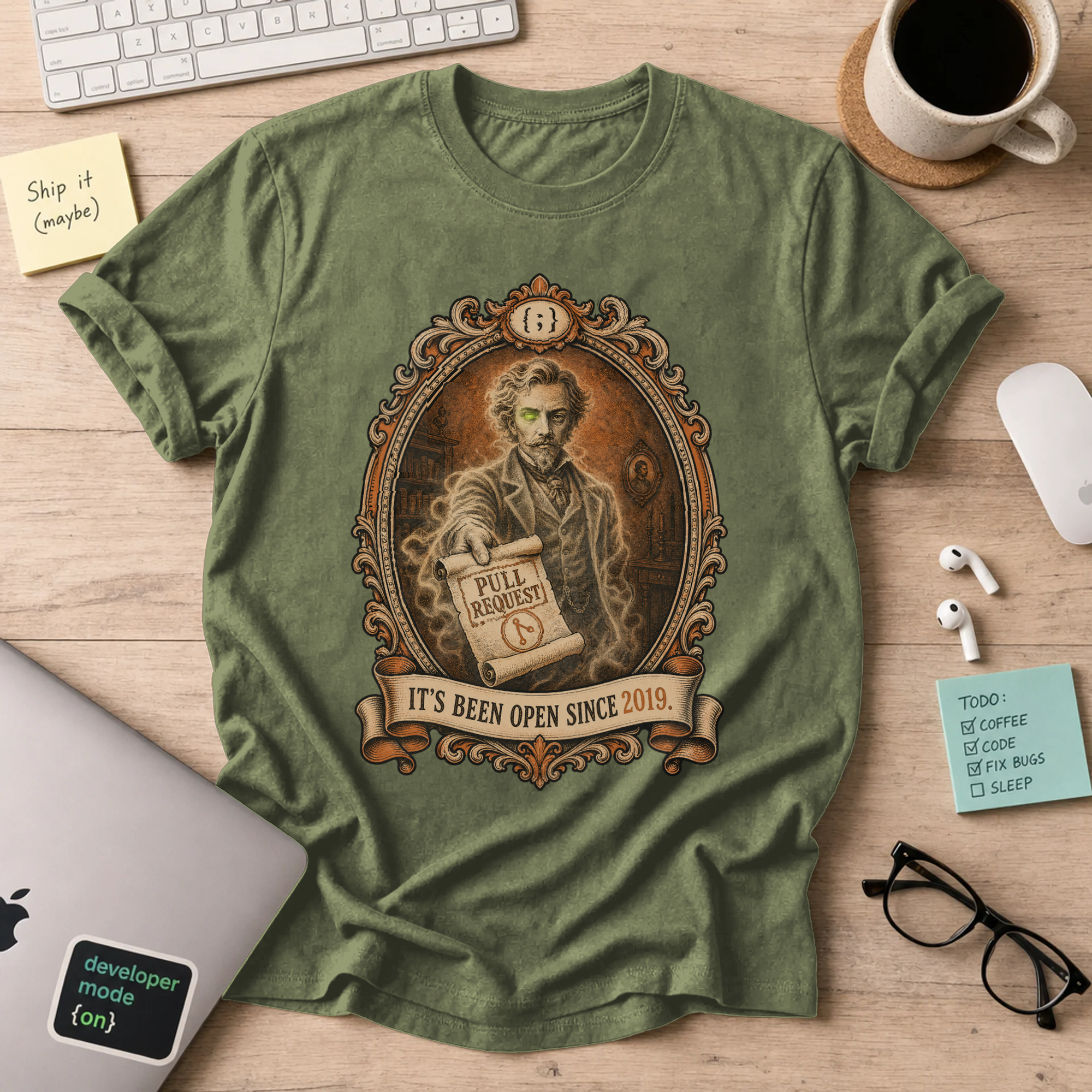 Pull Request Open Since 2019 Shirt — Military Green