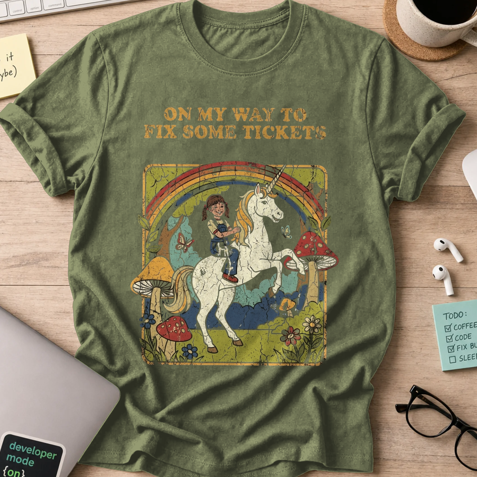 On My Way To Fix Some Tickets Shirt - Military Green