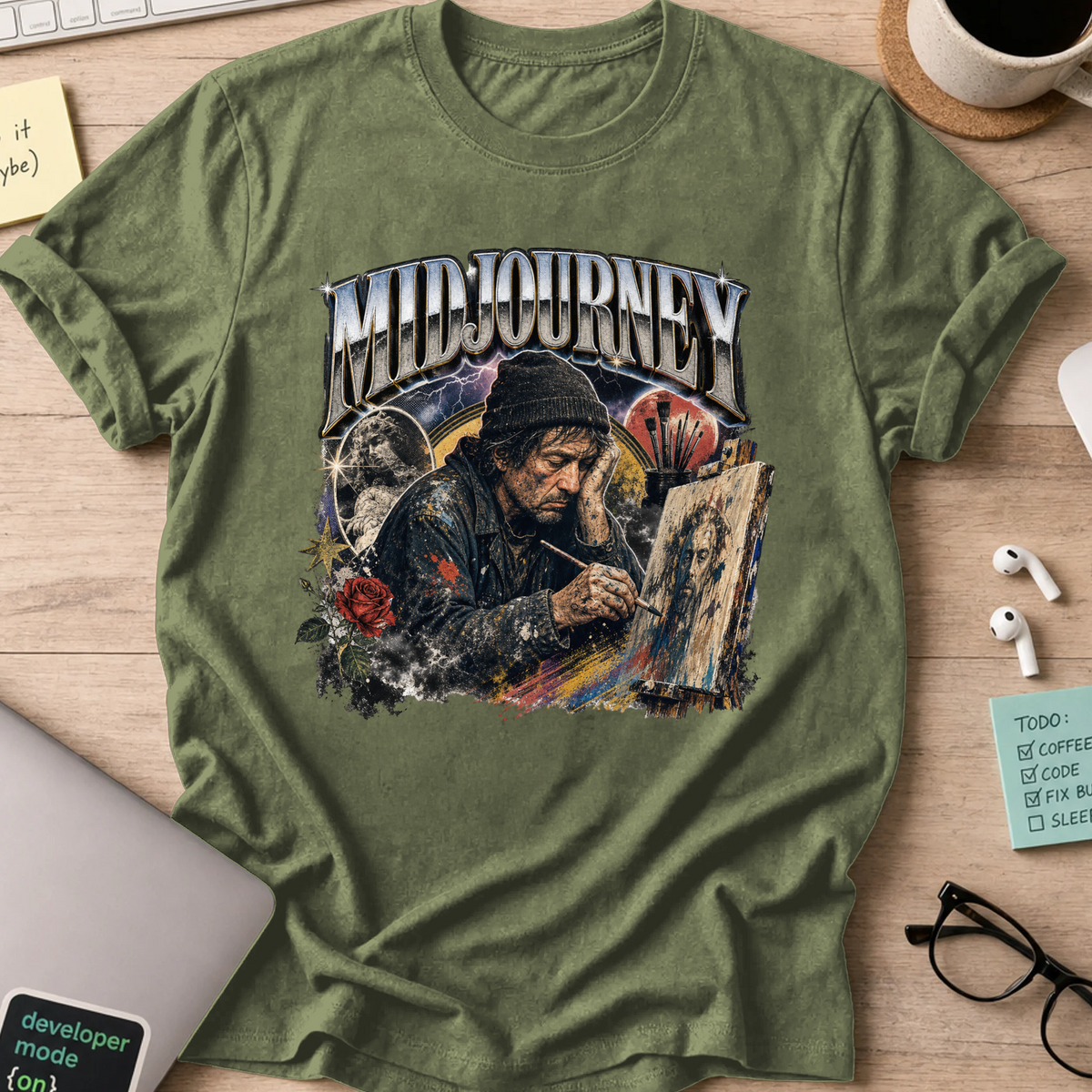 Nerd Collection Artwork 023 Shirt - Military Green mockup