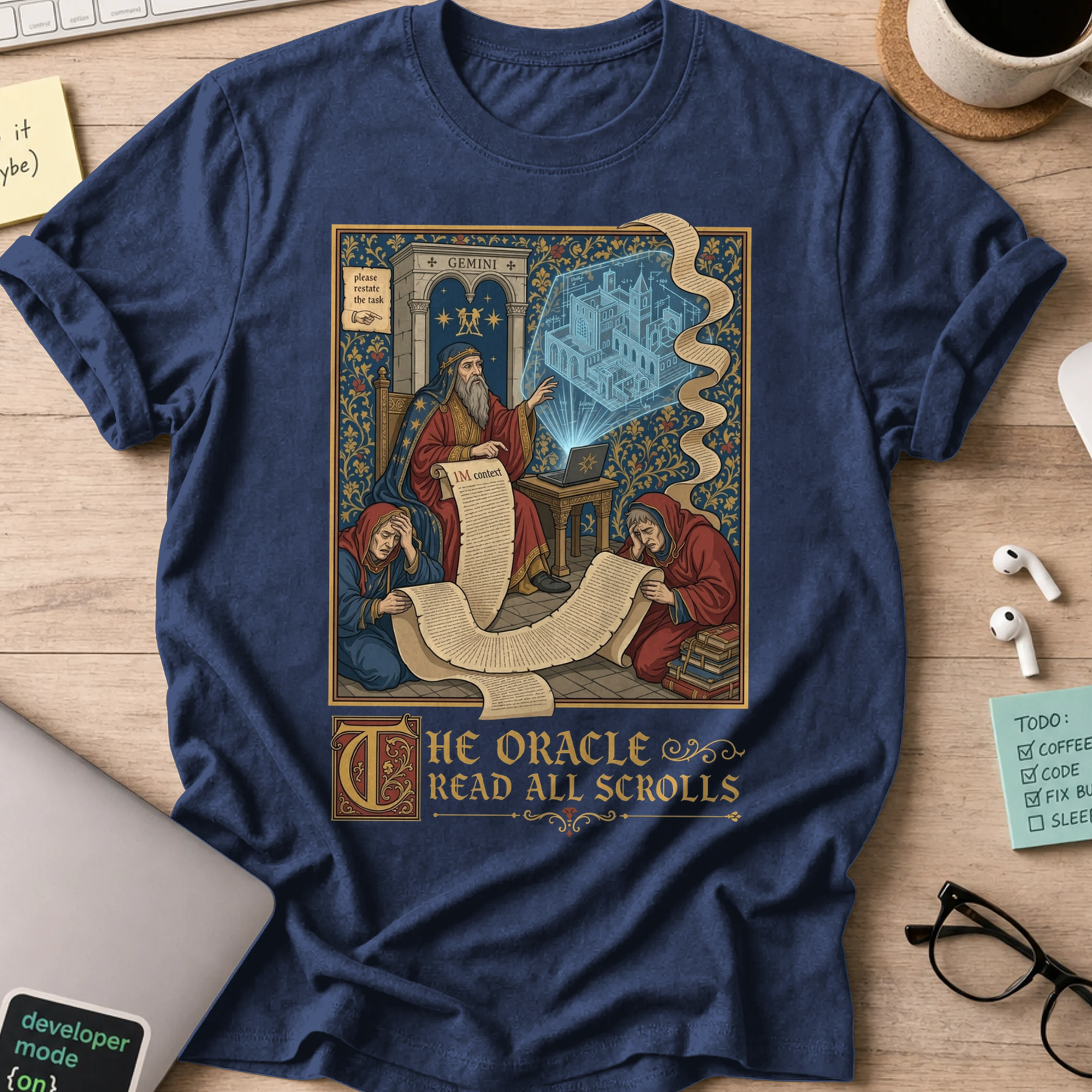 The Oracle Read All Scrolls Shirt — Navy