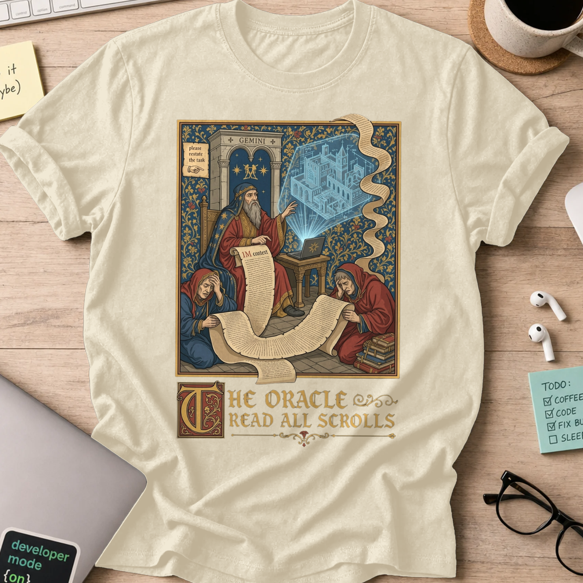 The Oracle Read All Scrolls Shirt — Natural