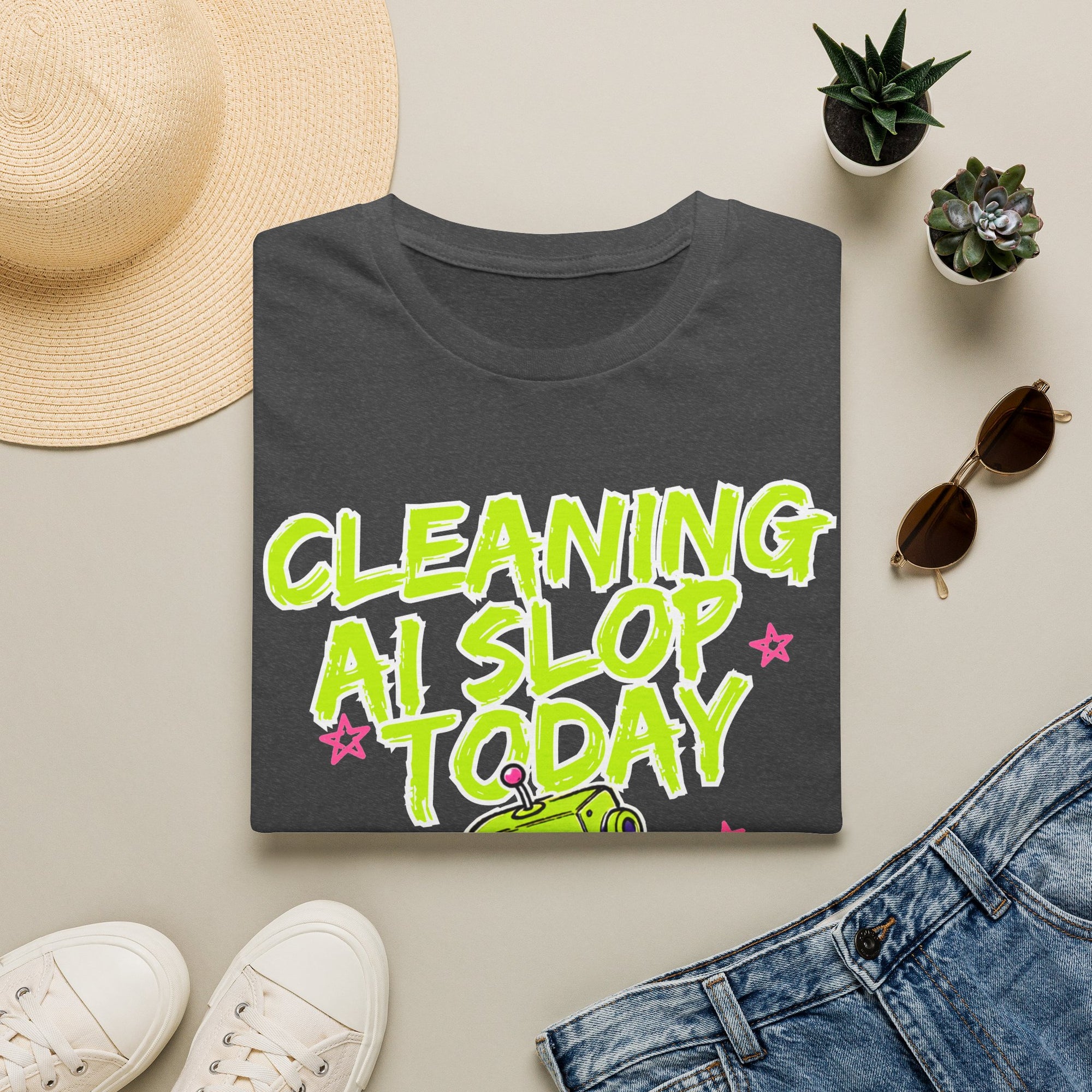 Cleaning AI Slop Today Graffiti Robot Shirt