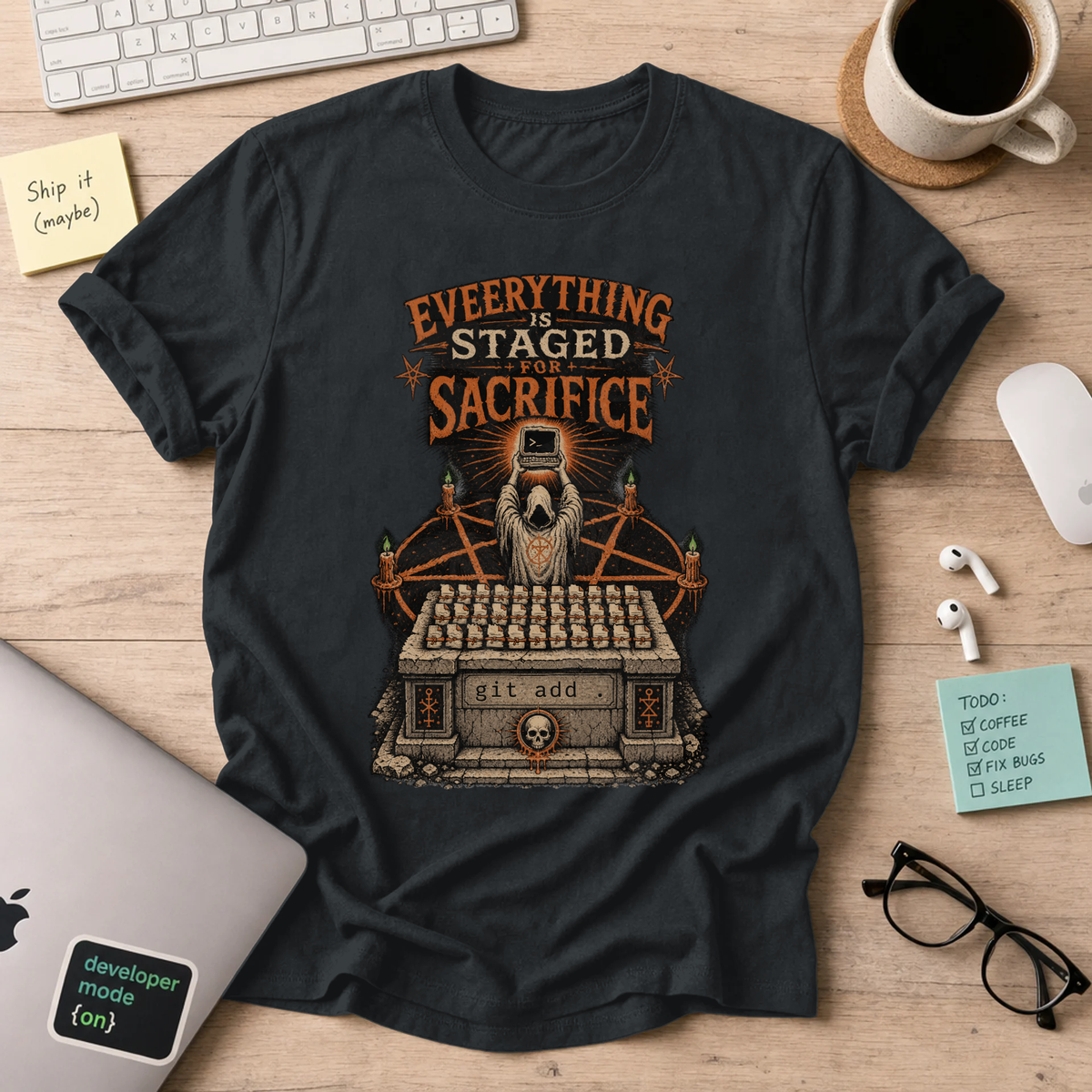 Everything Is Staged for Sacrifice: Terminal Altar Shirt — Black