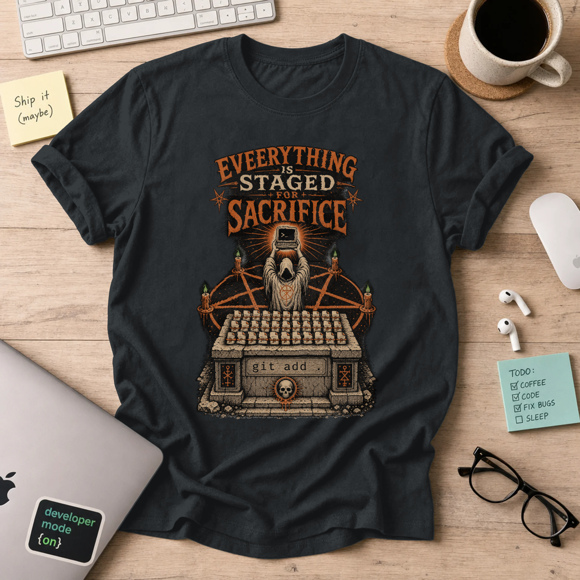 Everything Is Staged for Sacrifice: Terminal Altar Shirt — Black
