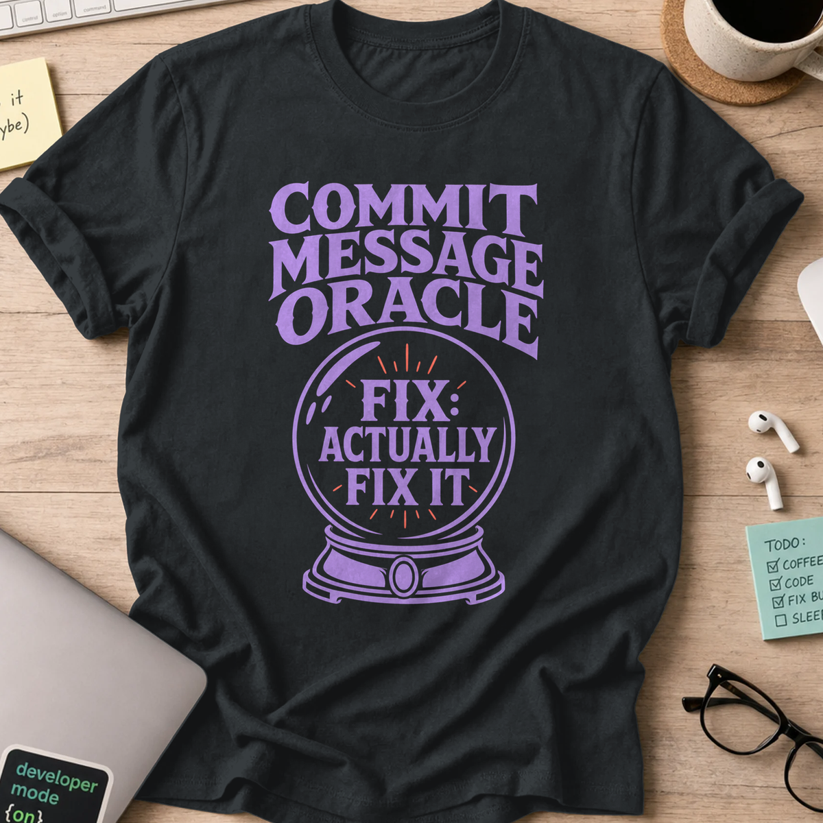 Commit Message Oracle Shirt — Black