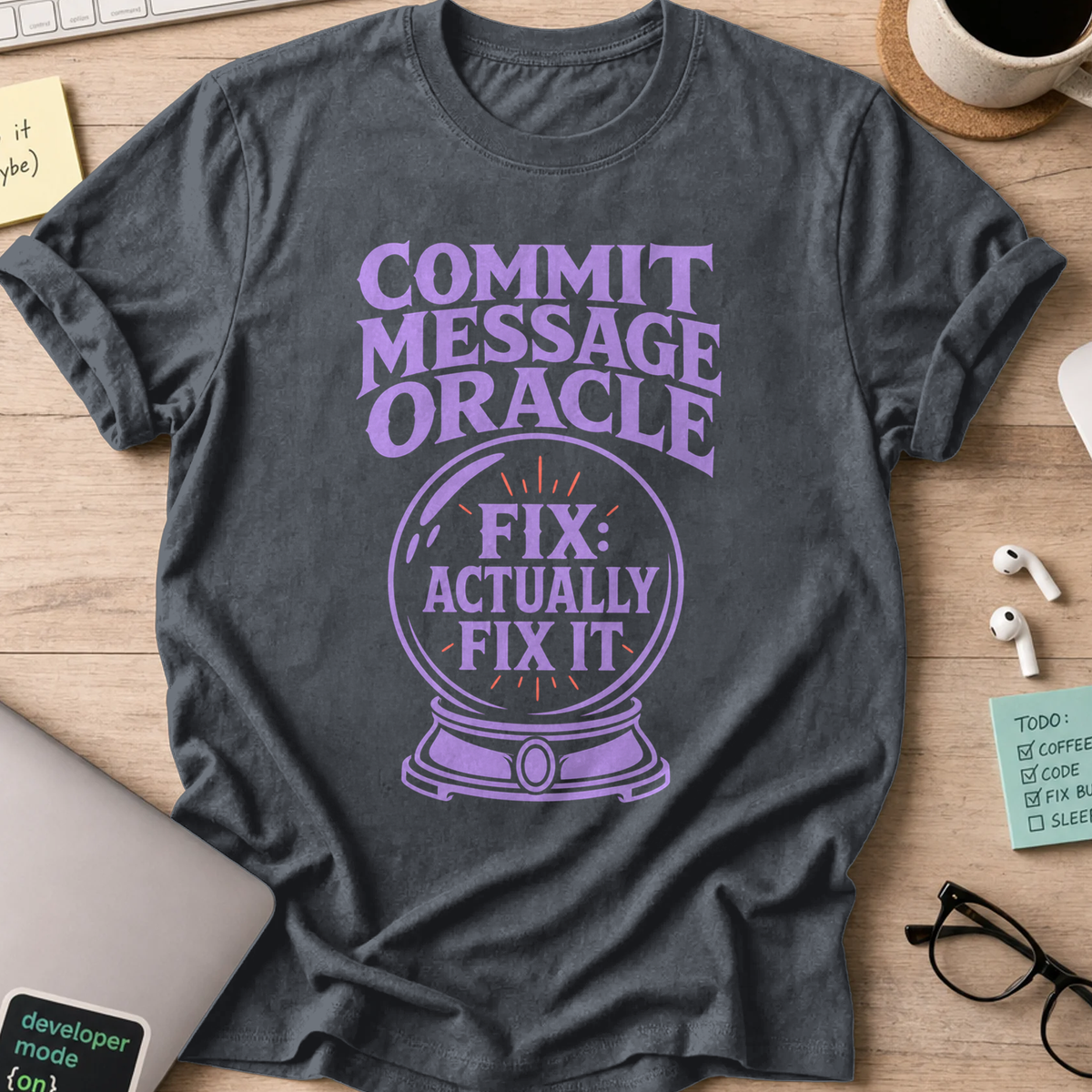 Commit Message Oracle Shirt — Dark Heather