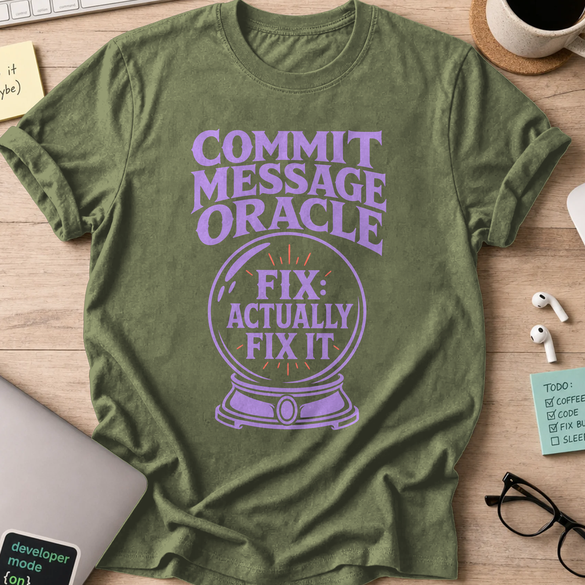 Commit Message Oracle Shirt — Military Green