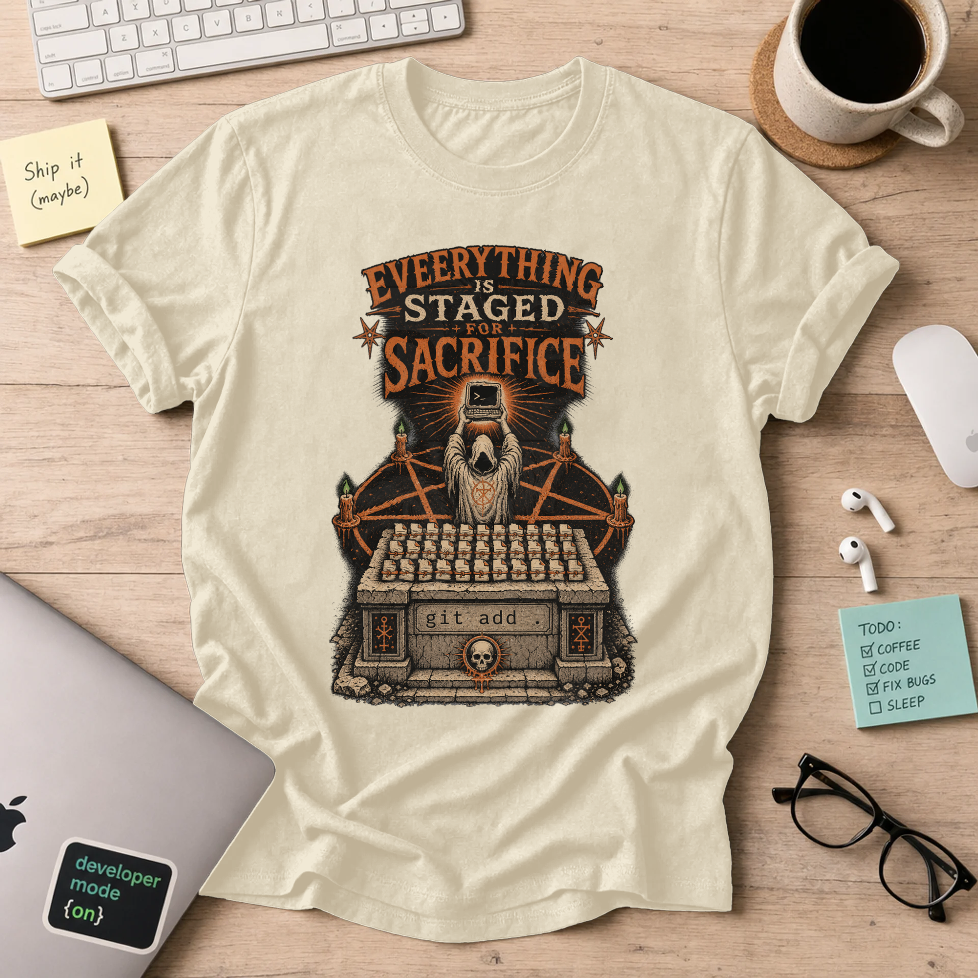 Everything Is Staged for Sacrifice: Terminal Altar Shirt — Natural