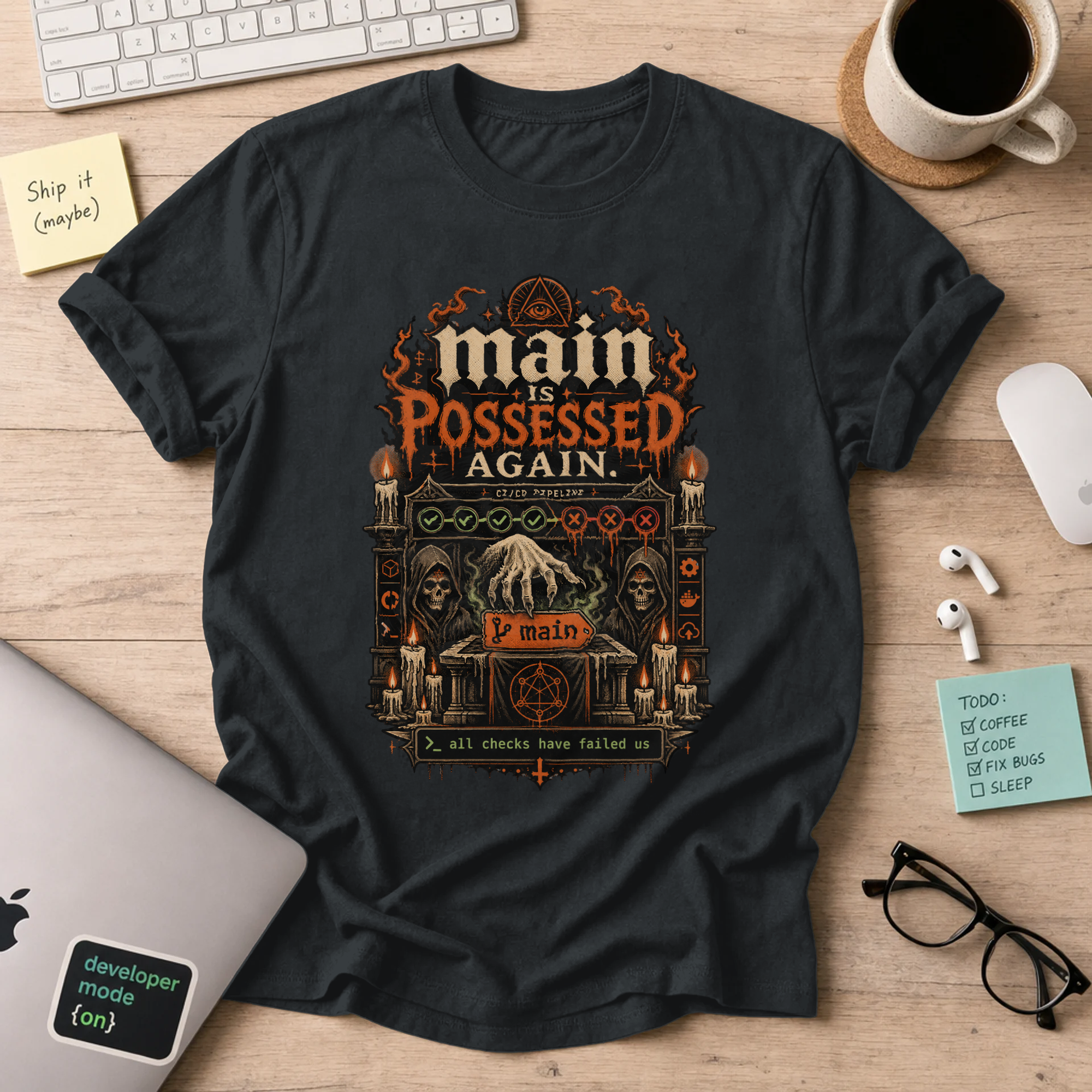 Main Is Possessed Again Shirt — Black