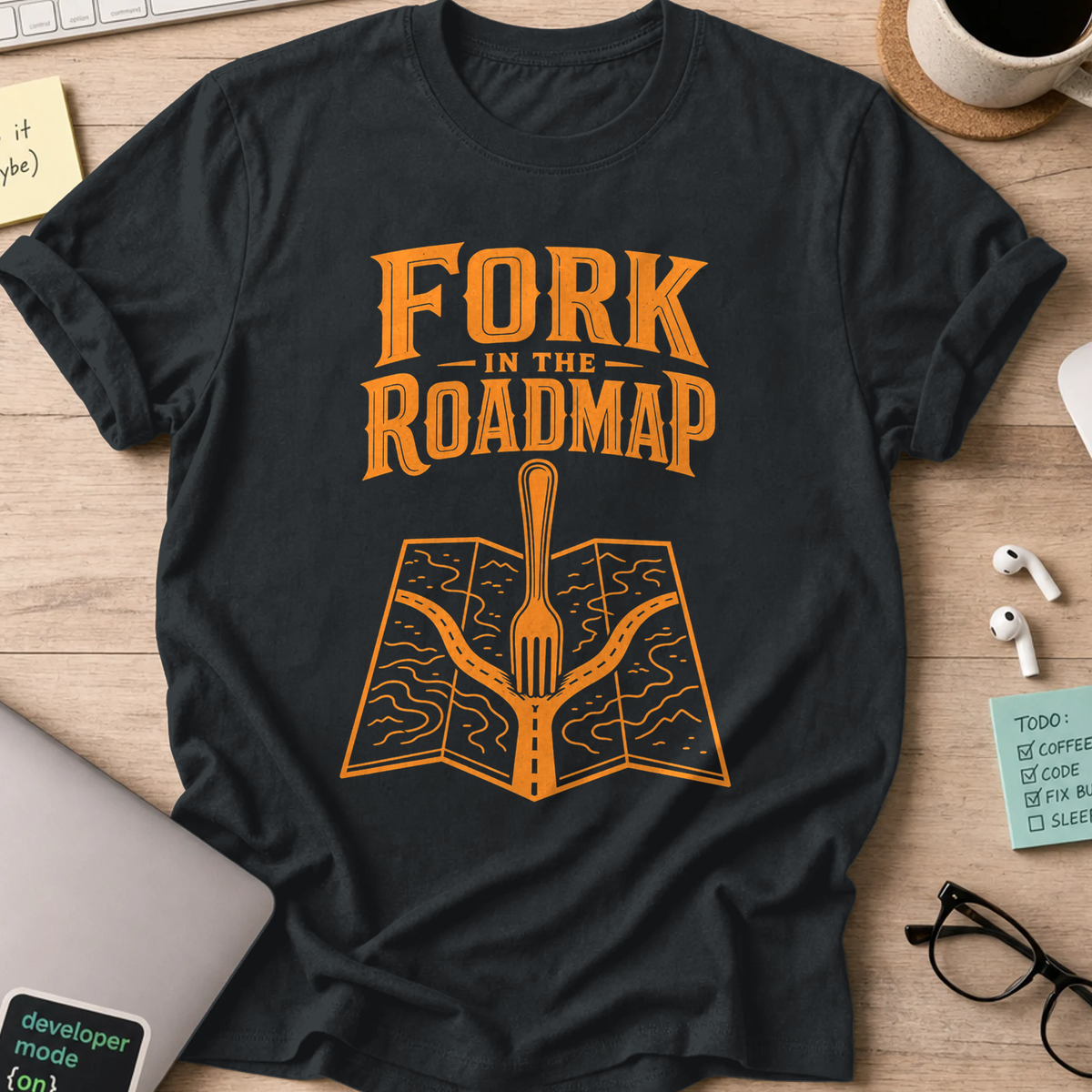 Fork in the Roadmap Shirt — Black