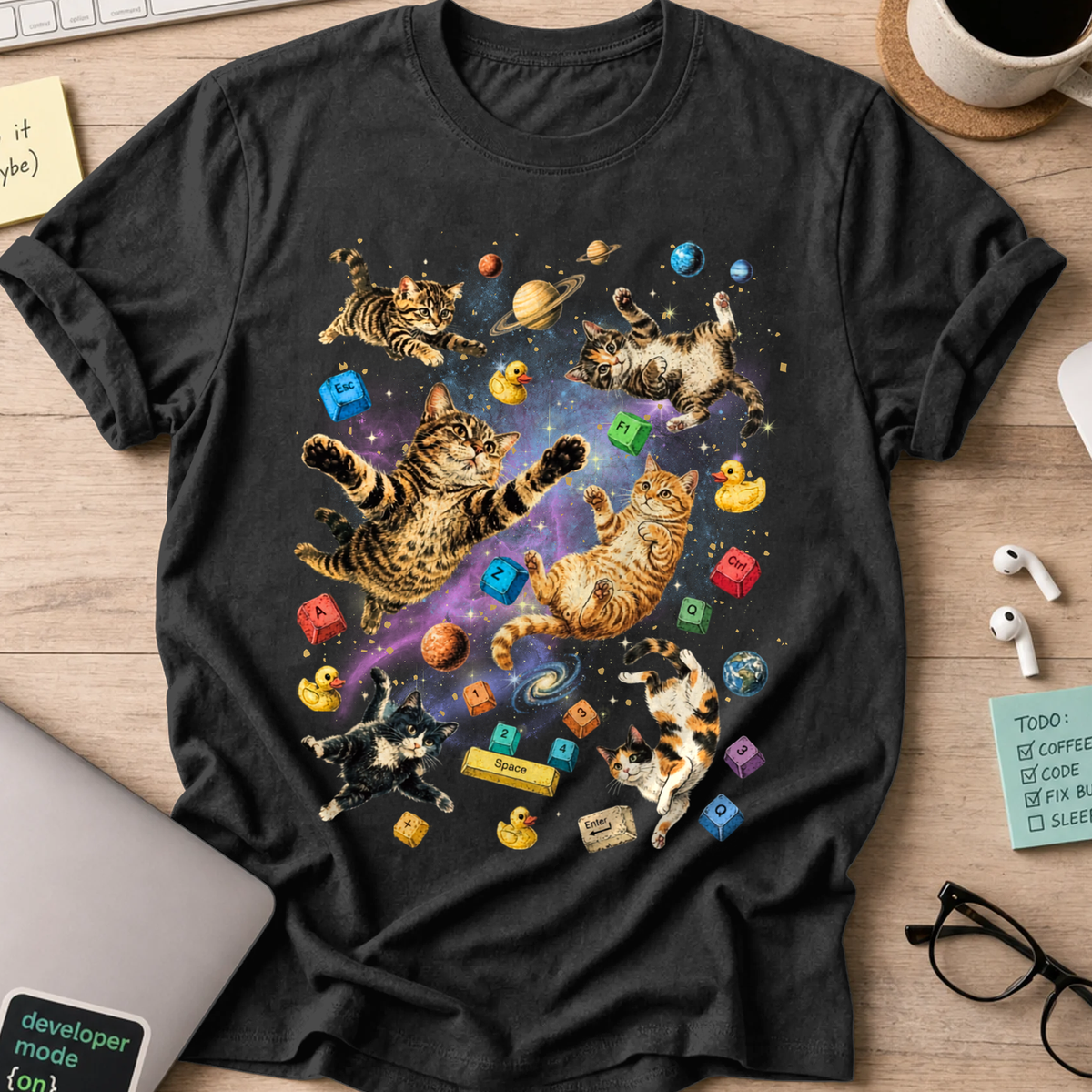 Cosmic Code Cats Shirt - Black