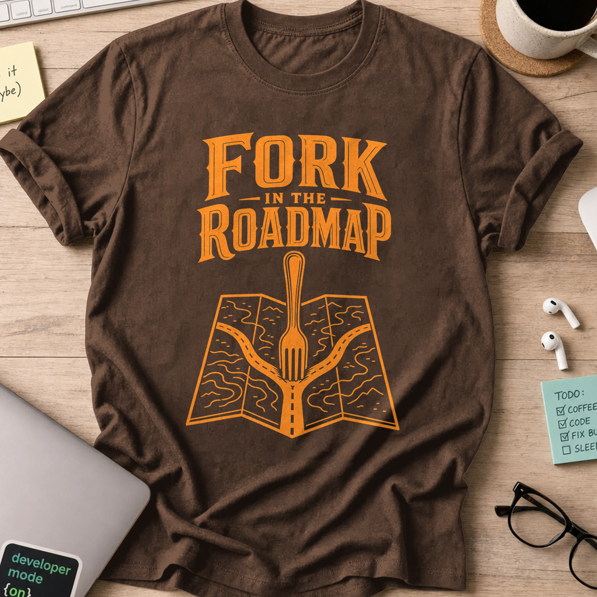 Fork in the Roadmap Shirt — Dark Chocolate