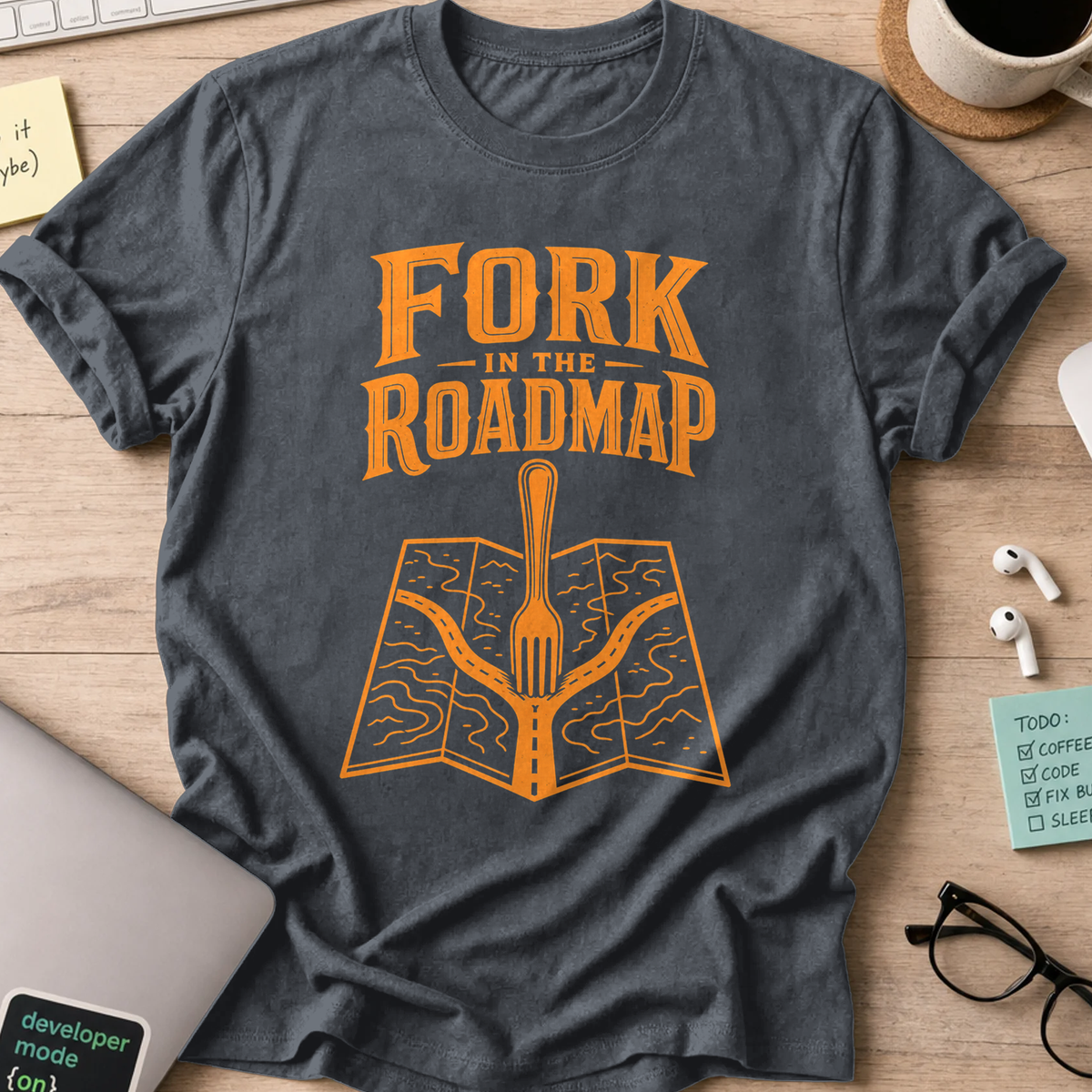 Fork in the Roadmap Shirt — Dark Heather