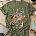 Cosmic Code Cats Shirt - Military Green
