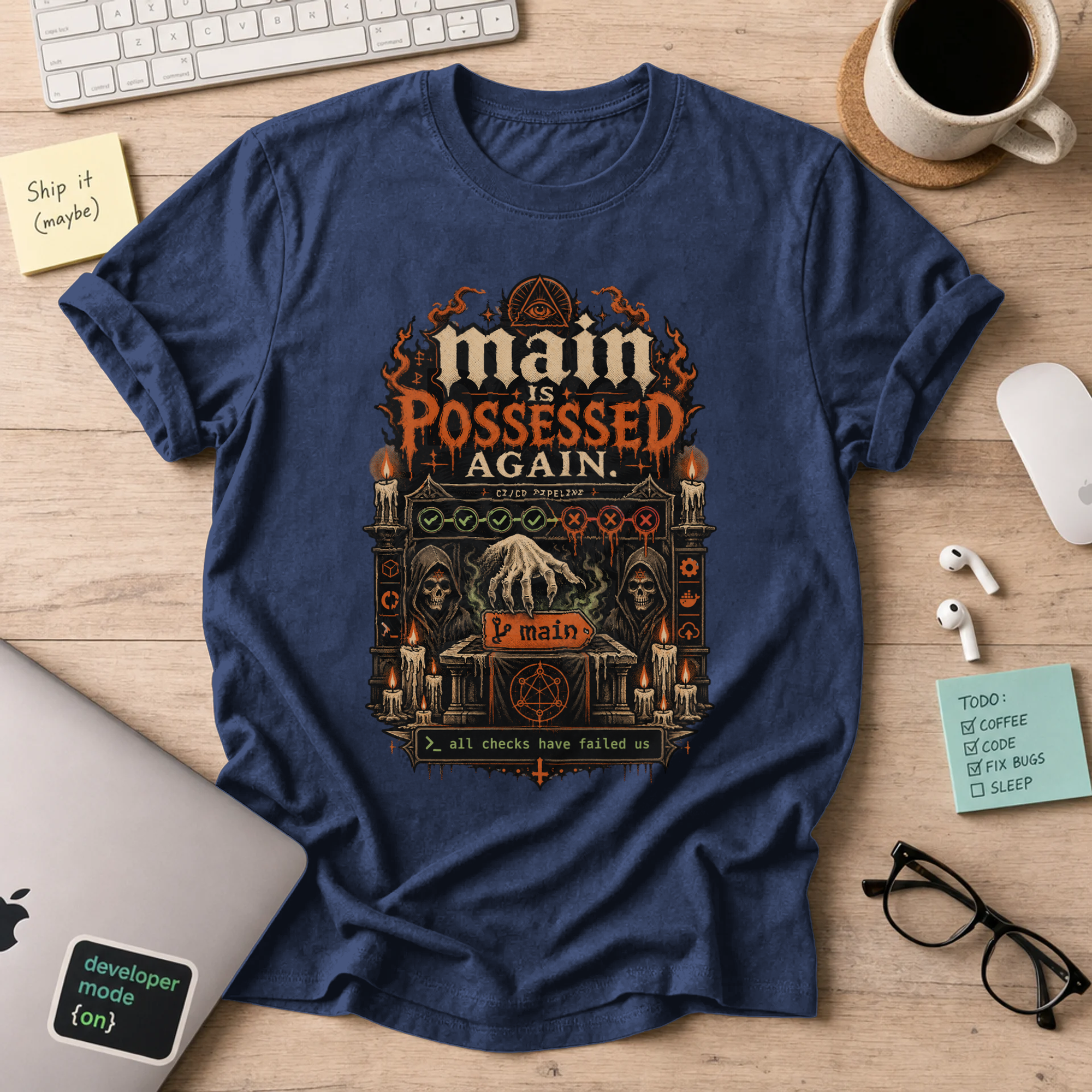 Main Is Possessed Again Shirt — Navy