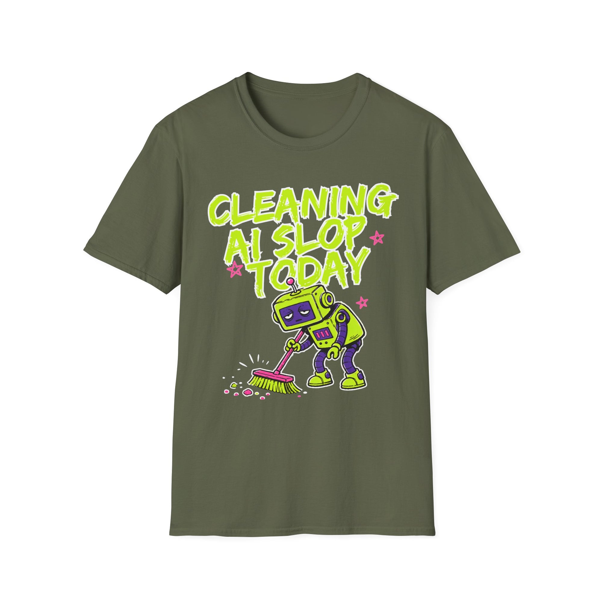 Cleaning AI Slop Today Graffiti Robot Shirt