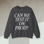 Code Culture can we test it on prod Sweatshirt funny programmer Sweatshirt in S — Code Culture developer clothing