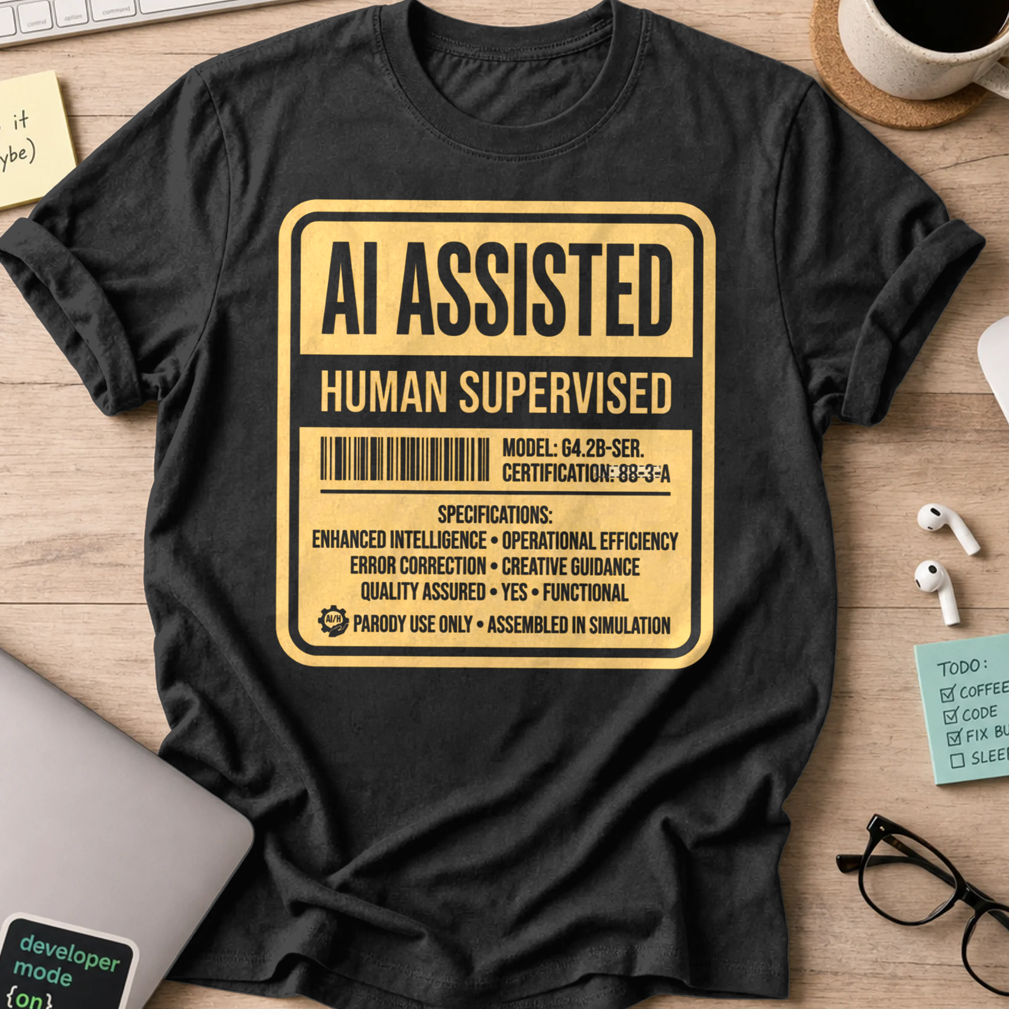 AI Assisted Human Supervised Shirt — Black
