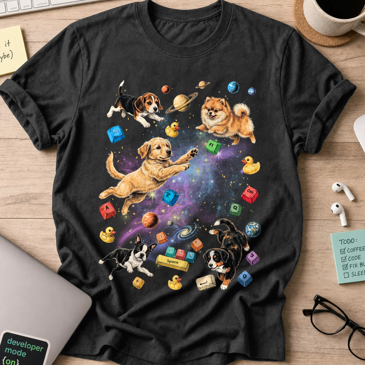 Cosmic Code Dogs Shirt - Black