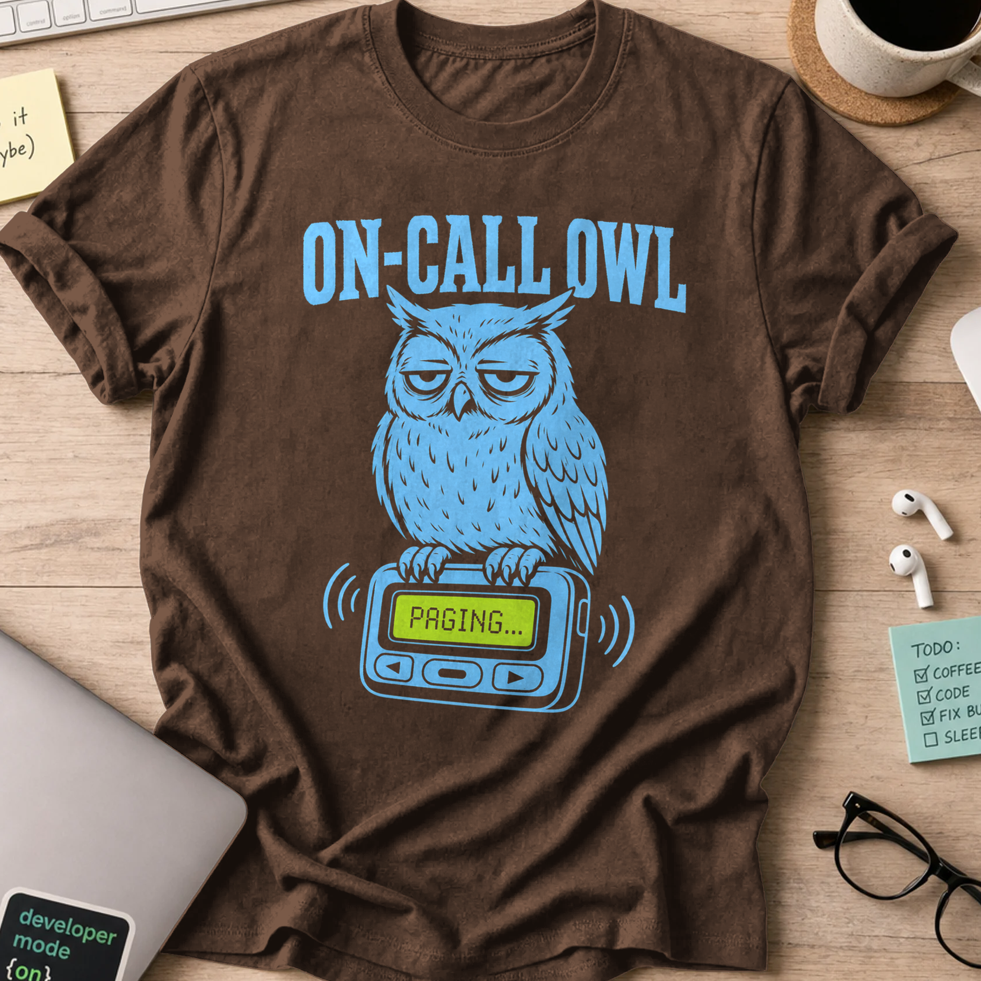 On-Call Owl Shirt — Dark Chocolate