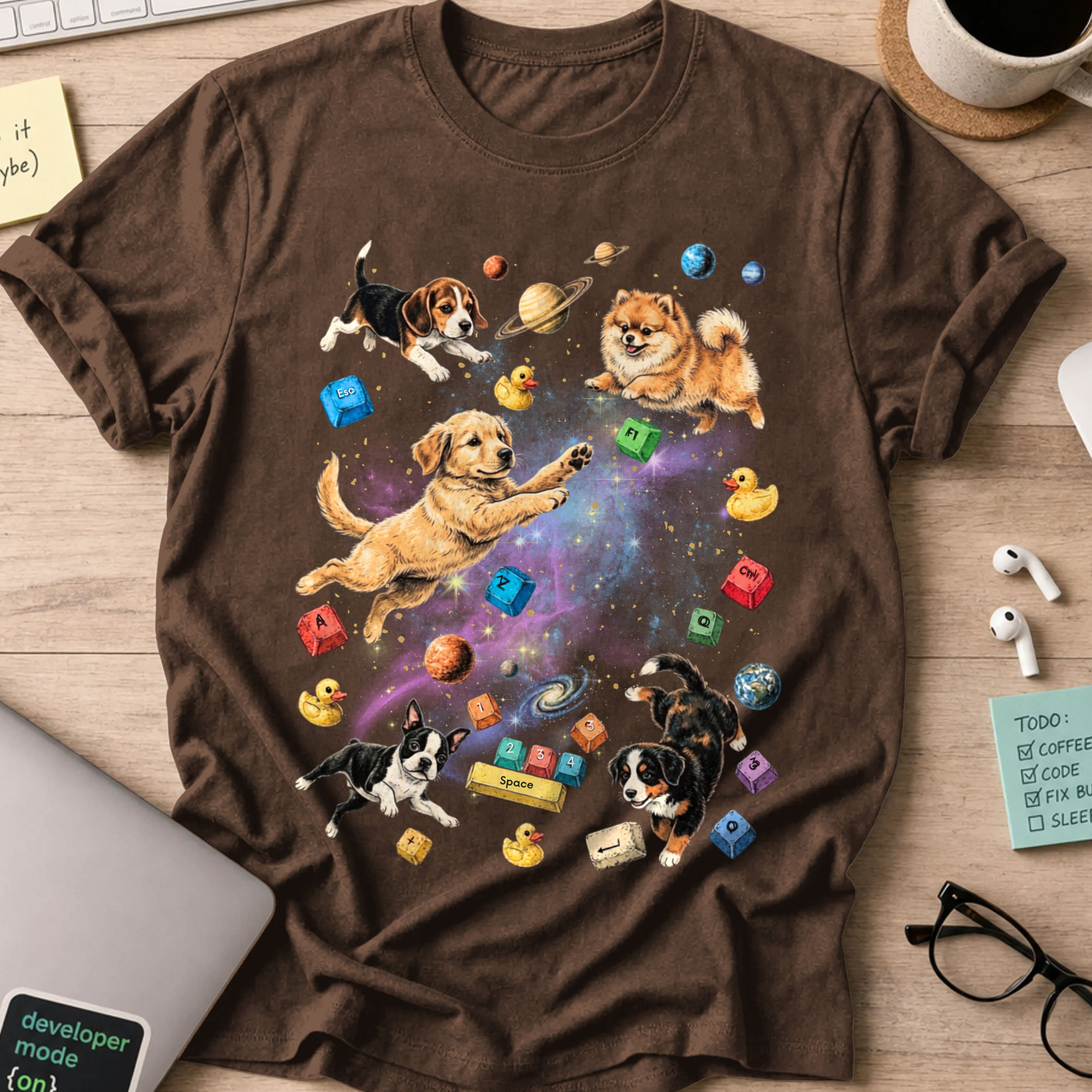 Cosmic Code Dogs Shirt - Dark Chocolate