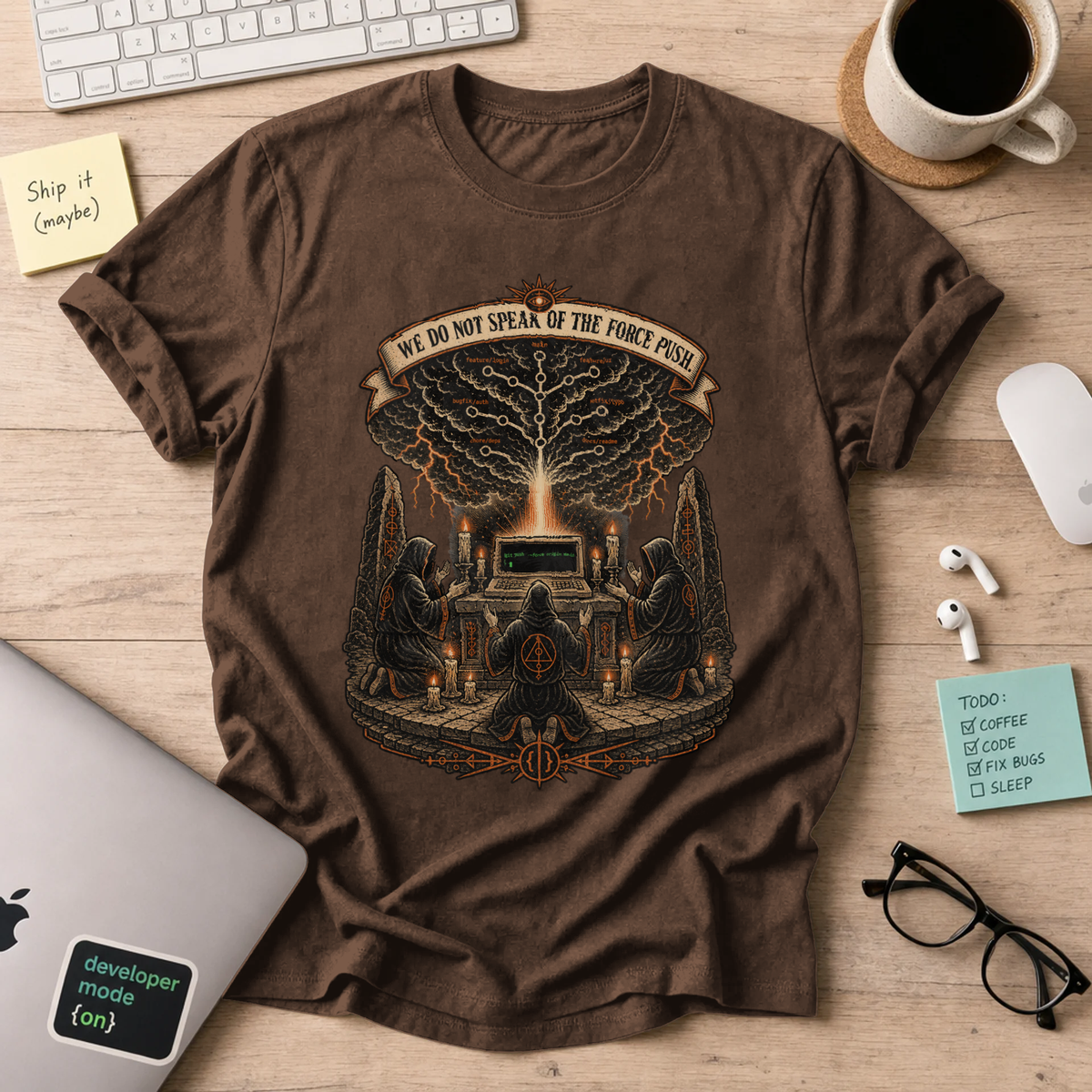 We Do Not Speak of the Force Push Shirt — Dark Chocolate