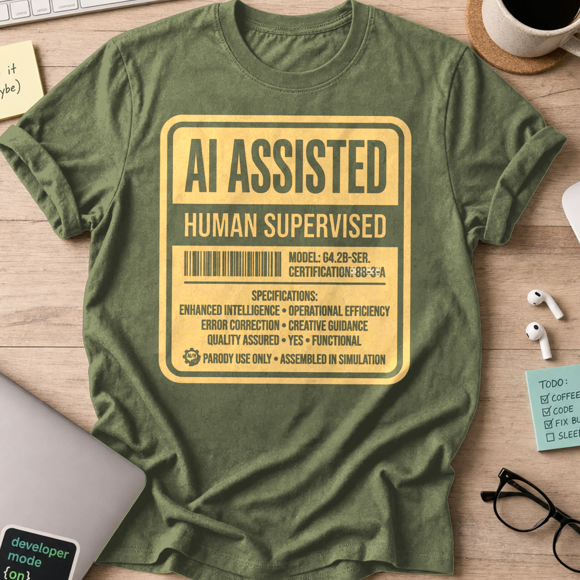 AI Assisted Human Supervised Shirt — Military Green