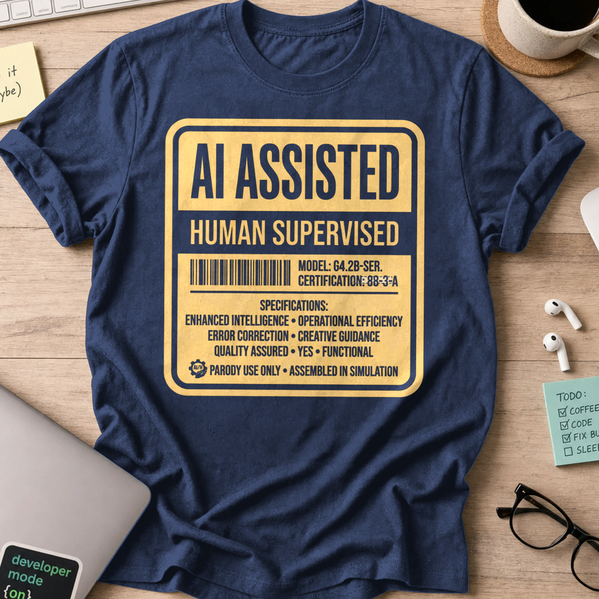 AI Assisted Human Supervised Shirt — Navy