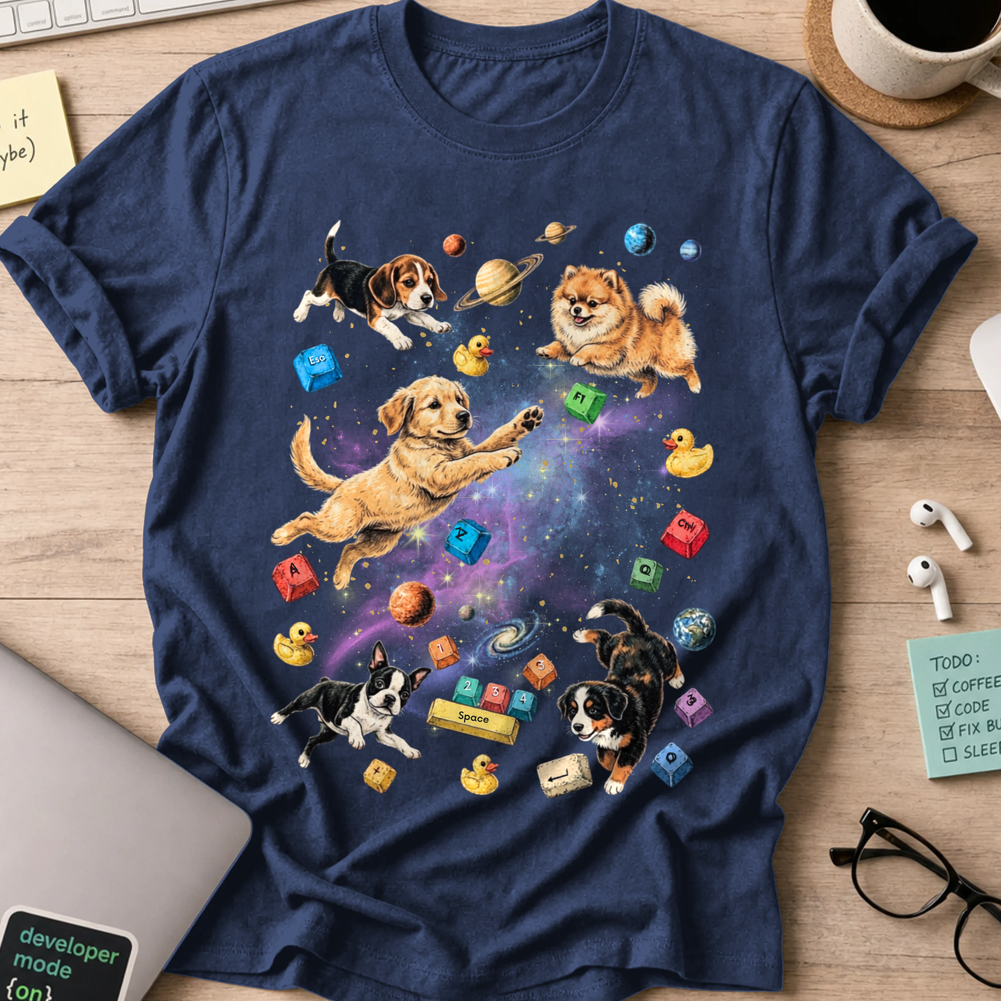 Cosmic Code Dogs Shirt - Navy