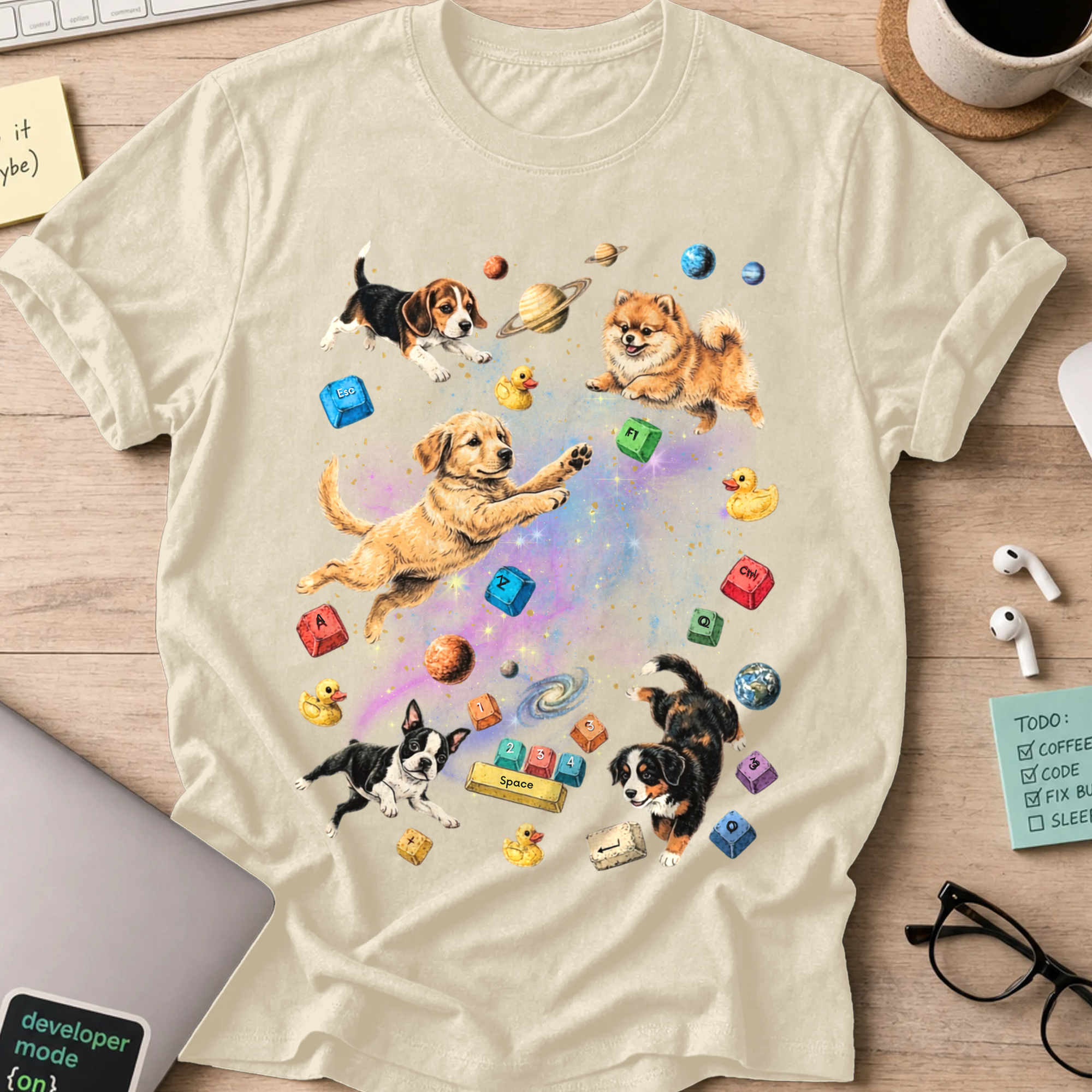 Cosmic Code Dogs Shirt - Natural