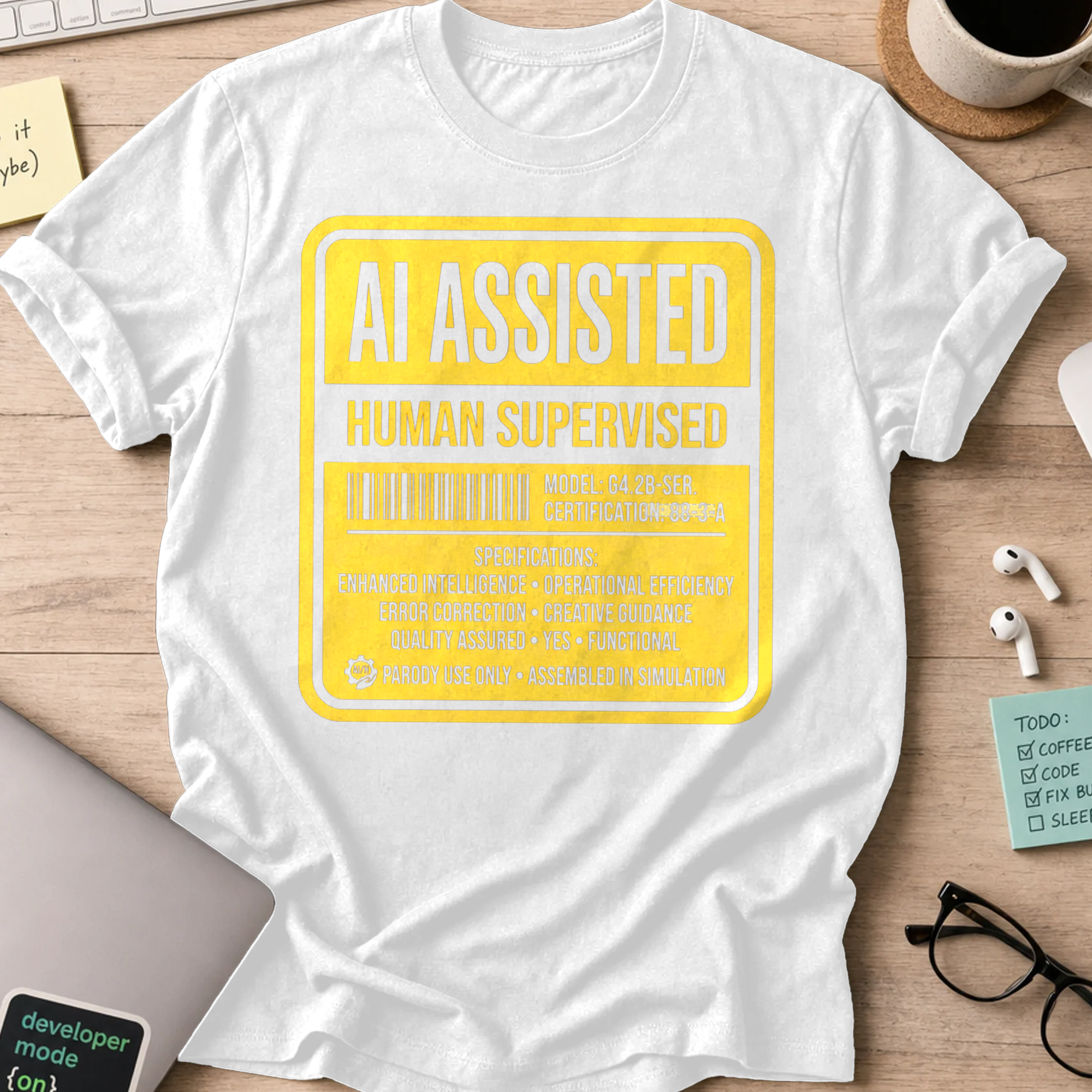 AI Assisted Human Supervised Shirt — White