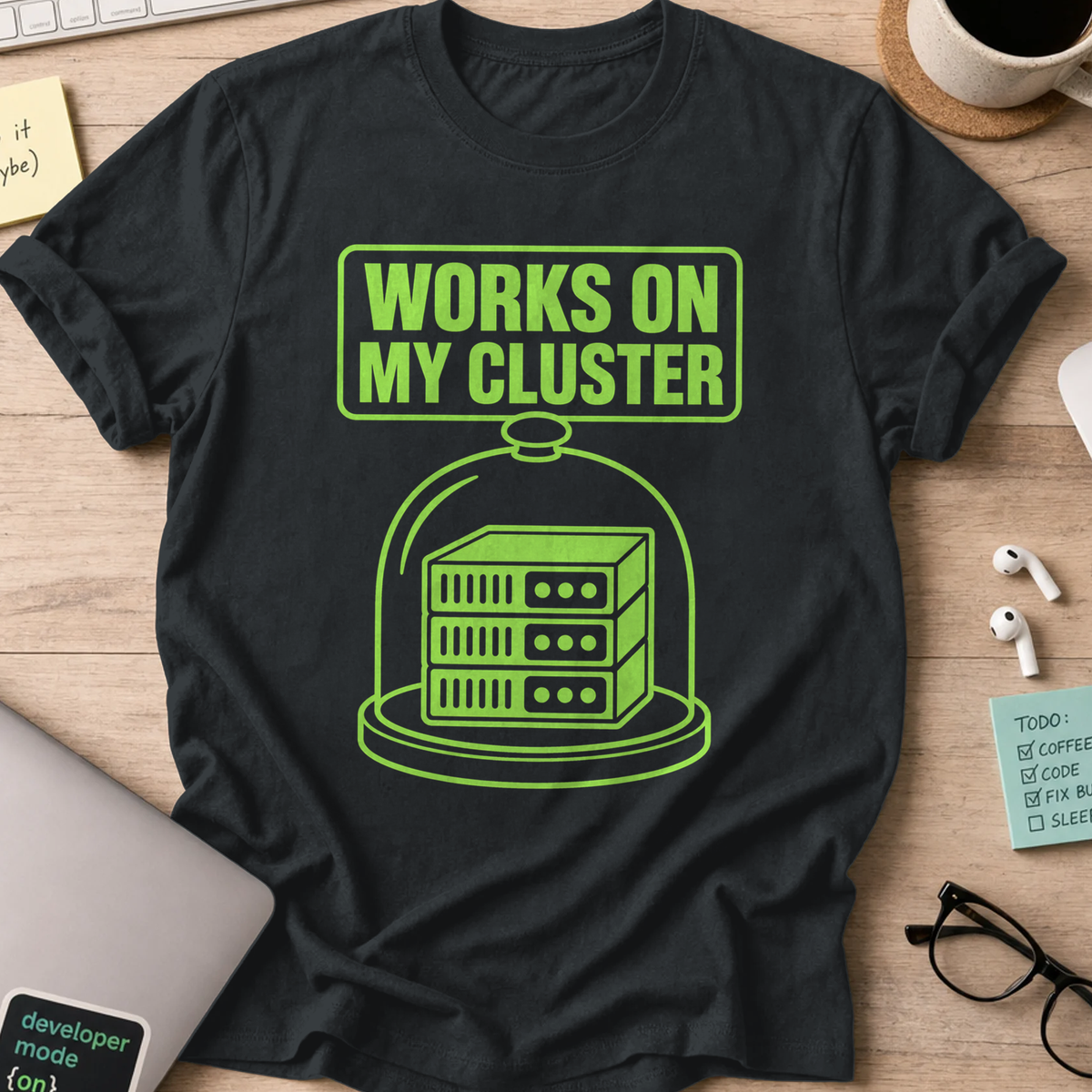 Works on My Cluster Shirt — Black