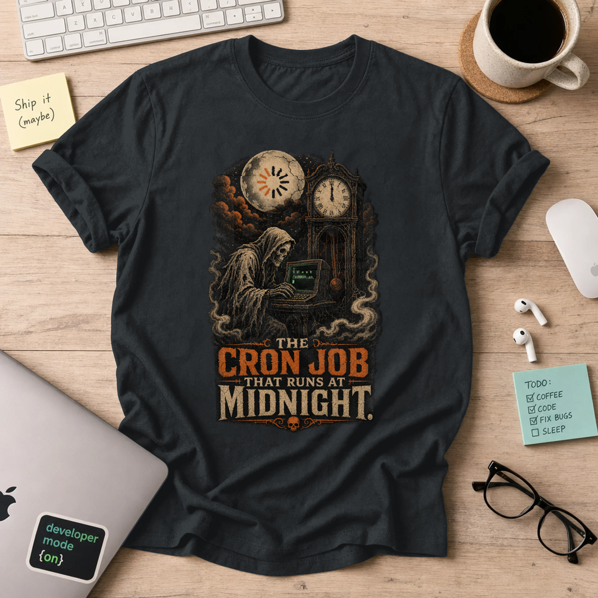 The Cron Job That Runs at Midnight Shirt — Black