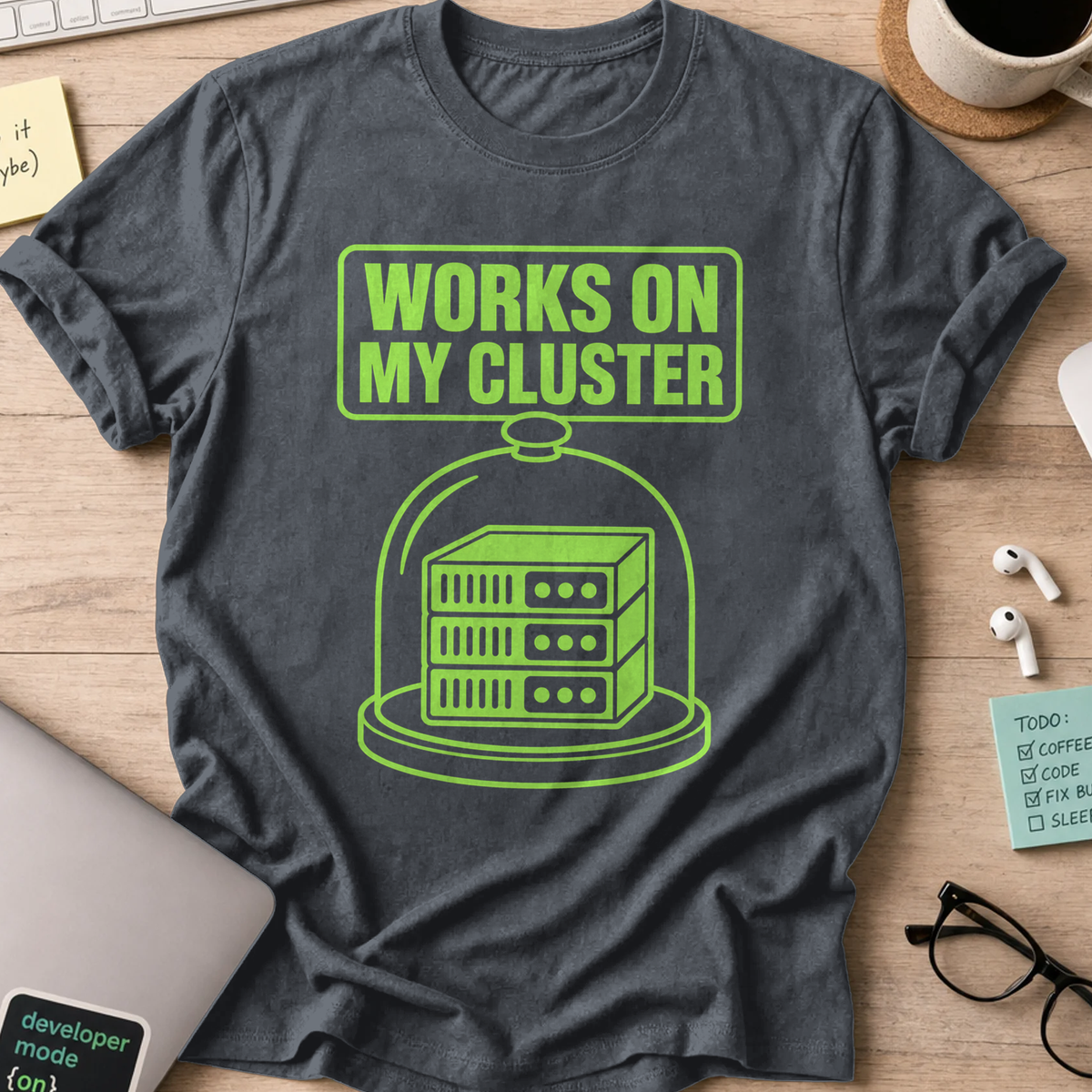 Works on My Cluster Shirt — Dark Heather